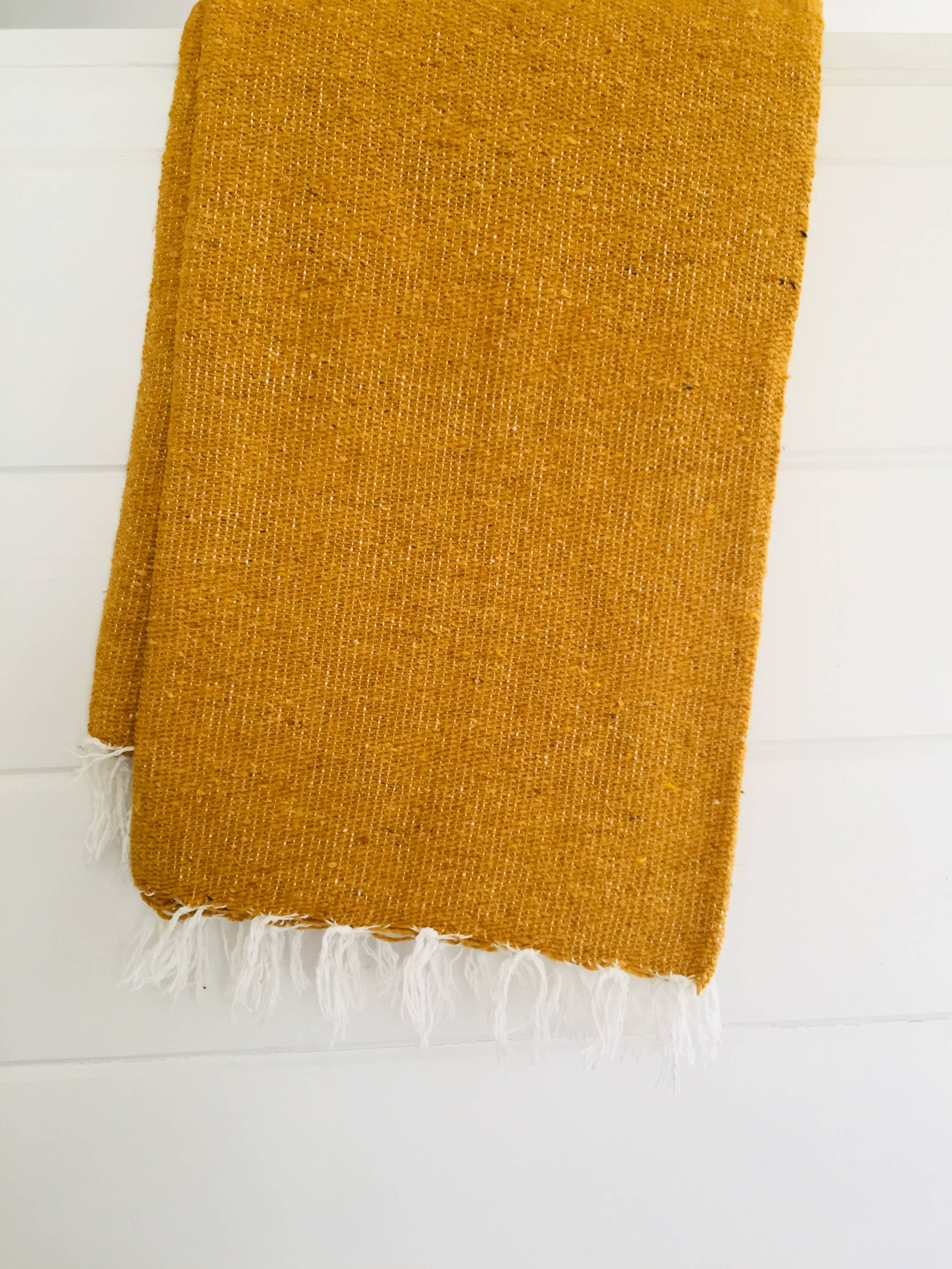 Solid Mexican Throw Blanket | Gold | Tan | Yoga | Mint