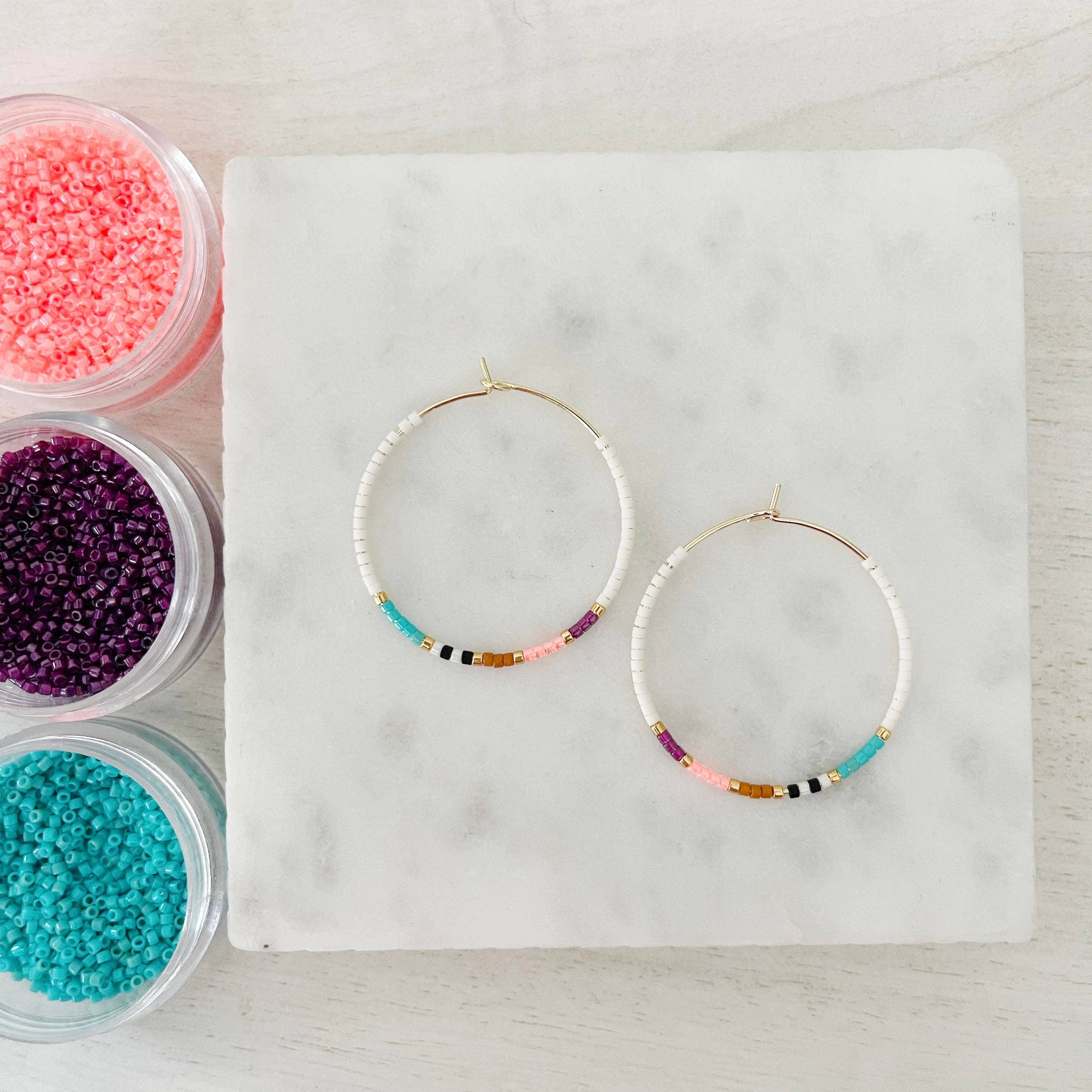 Nani miyuki glass beaded hoop earrings