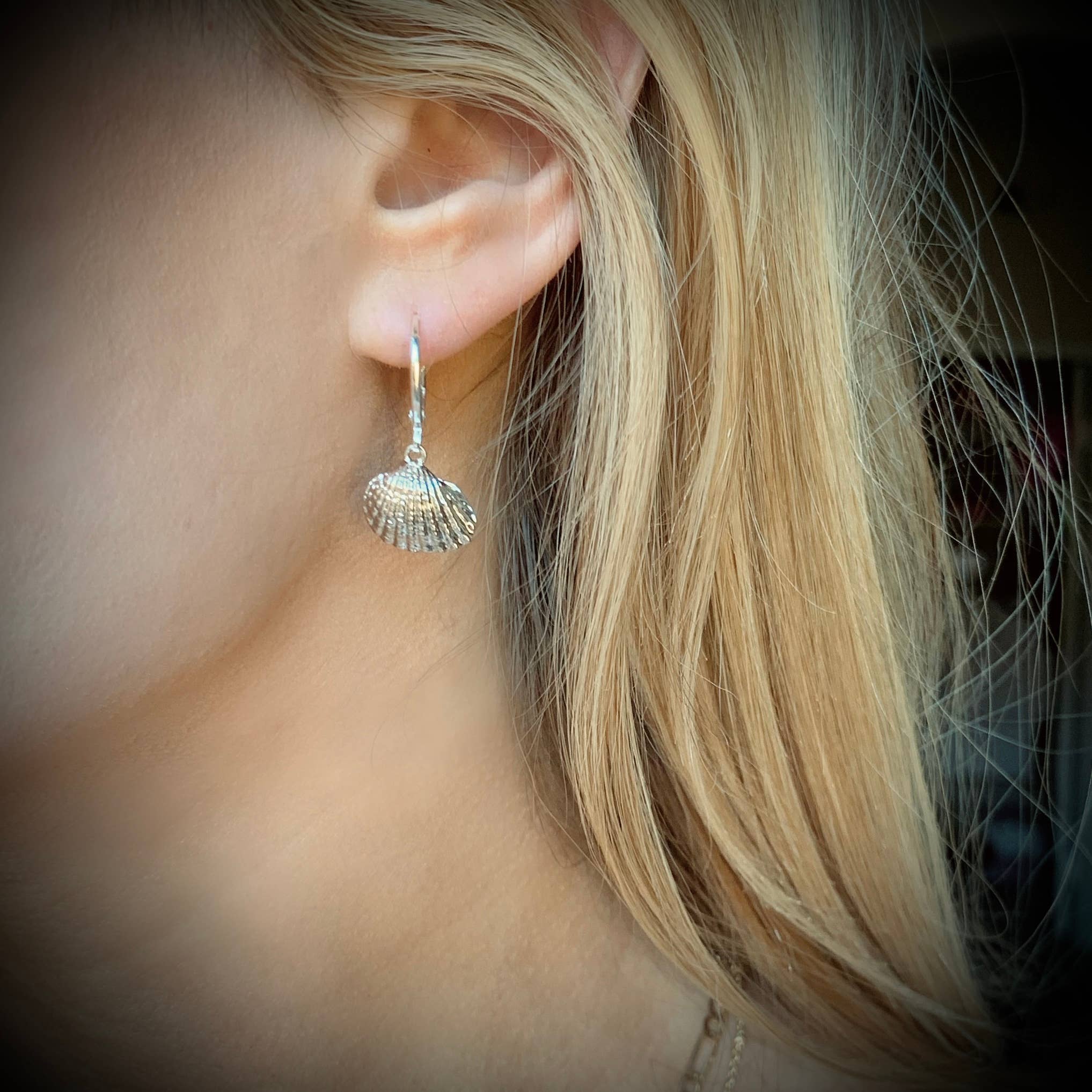 SEASHELL HUGGIE HOOPS | silver | coastal jewelry