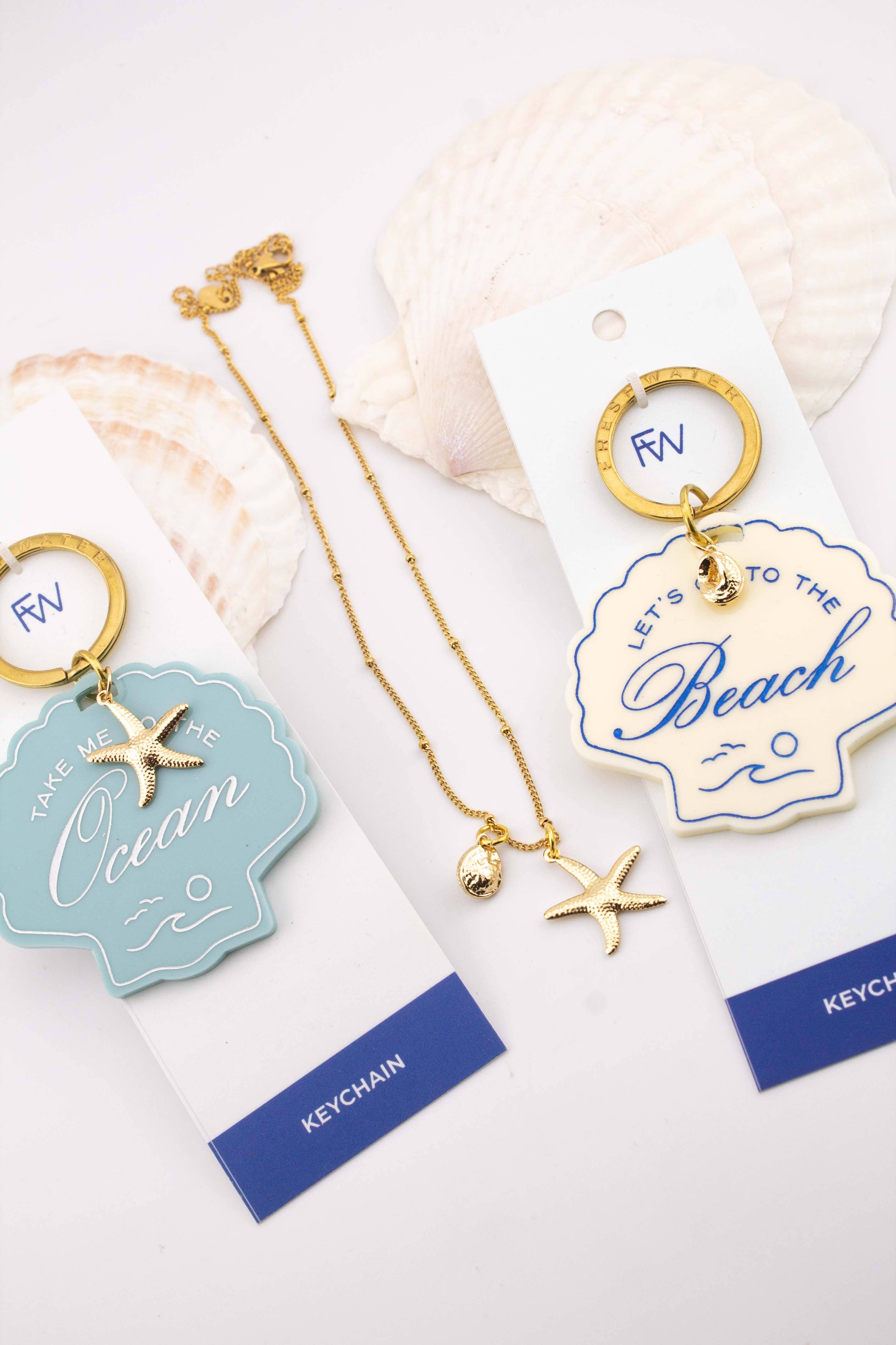 Ocean Seashell Charm Keychain