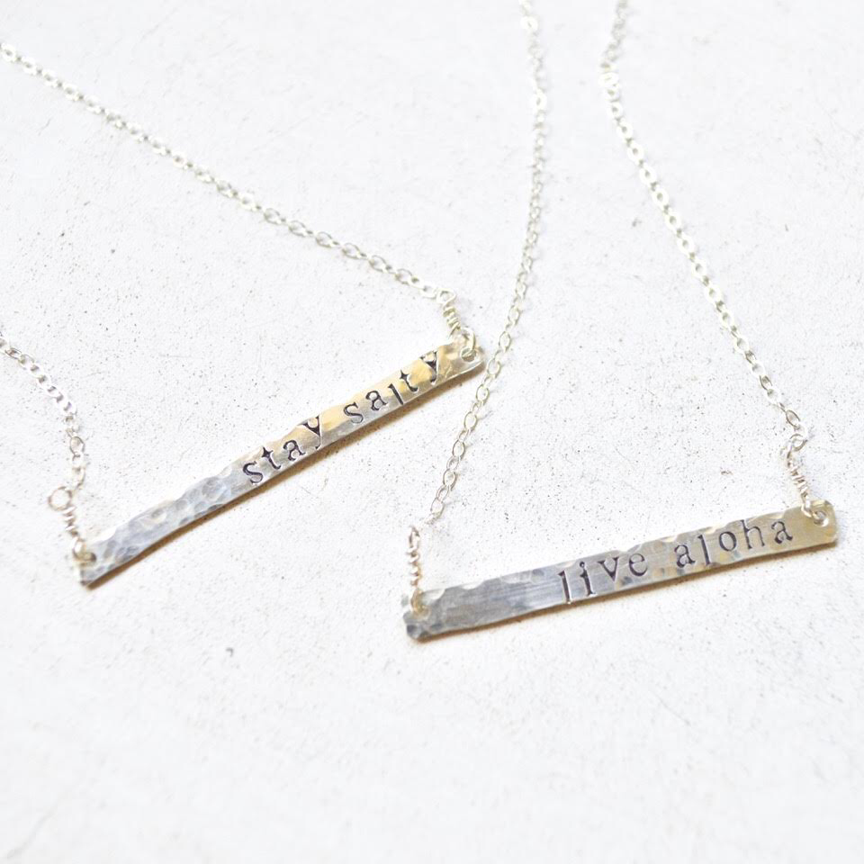 Beachy Hand Stamped Necklace