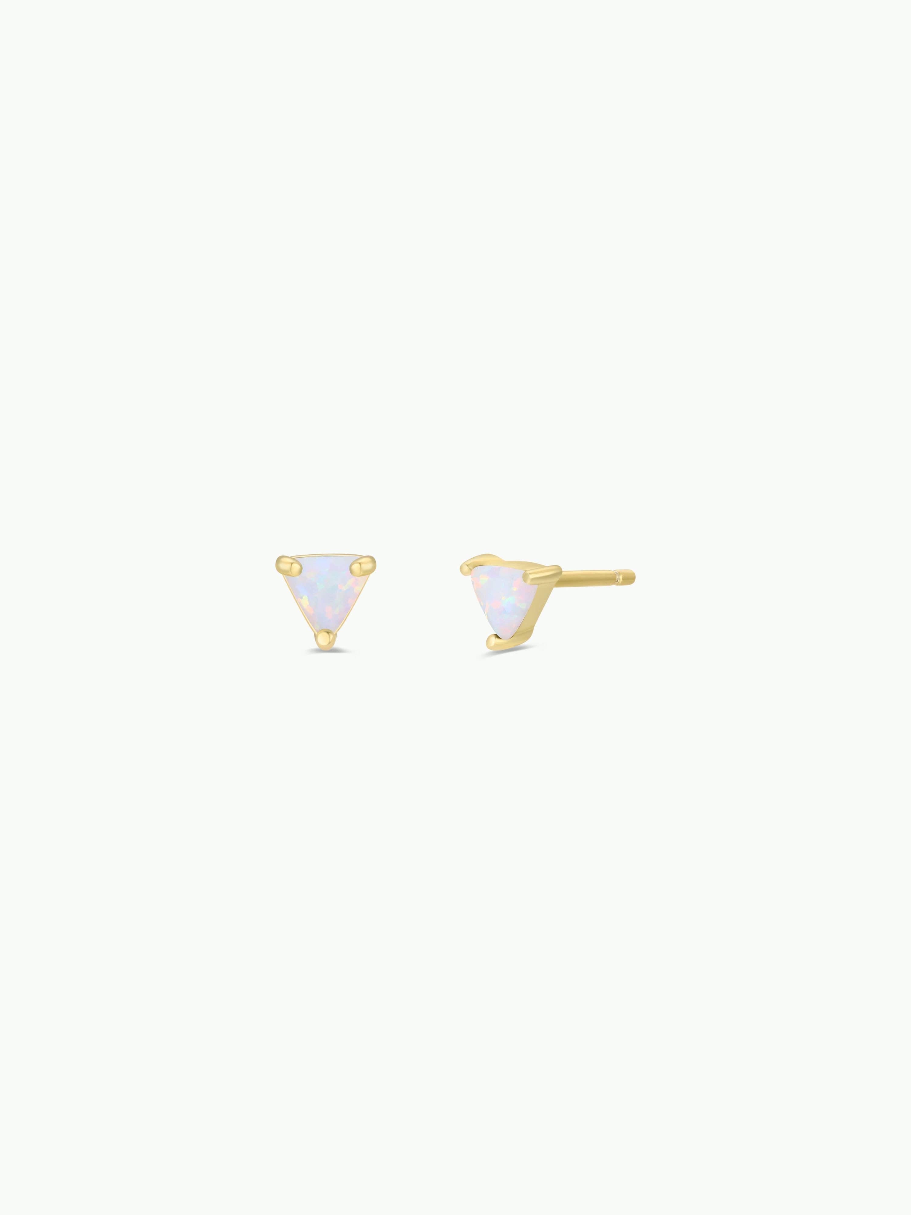 Mini Energy Gem - White Opal + Gold Earrings