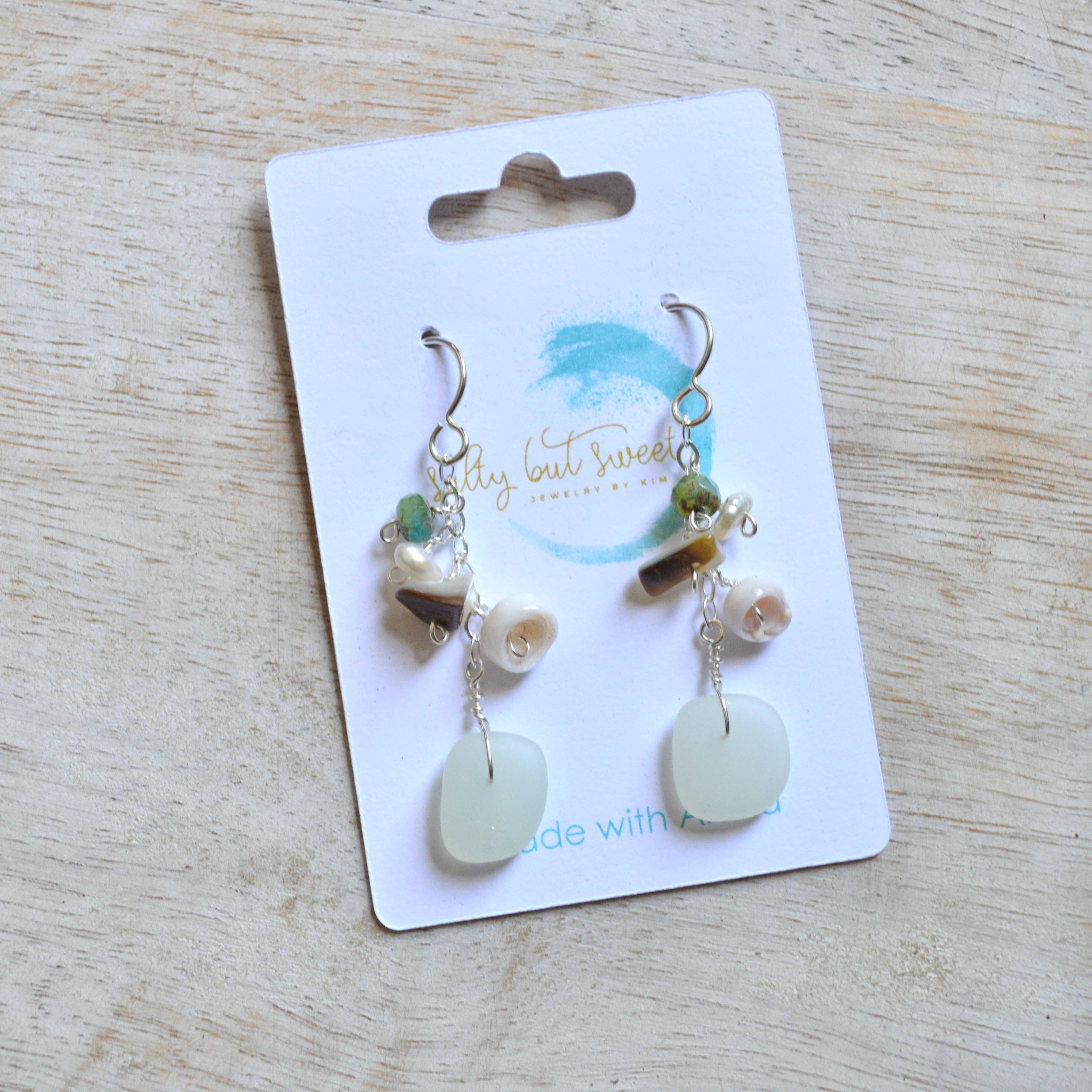 Opaque Sea Foam Glass Earrings