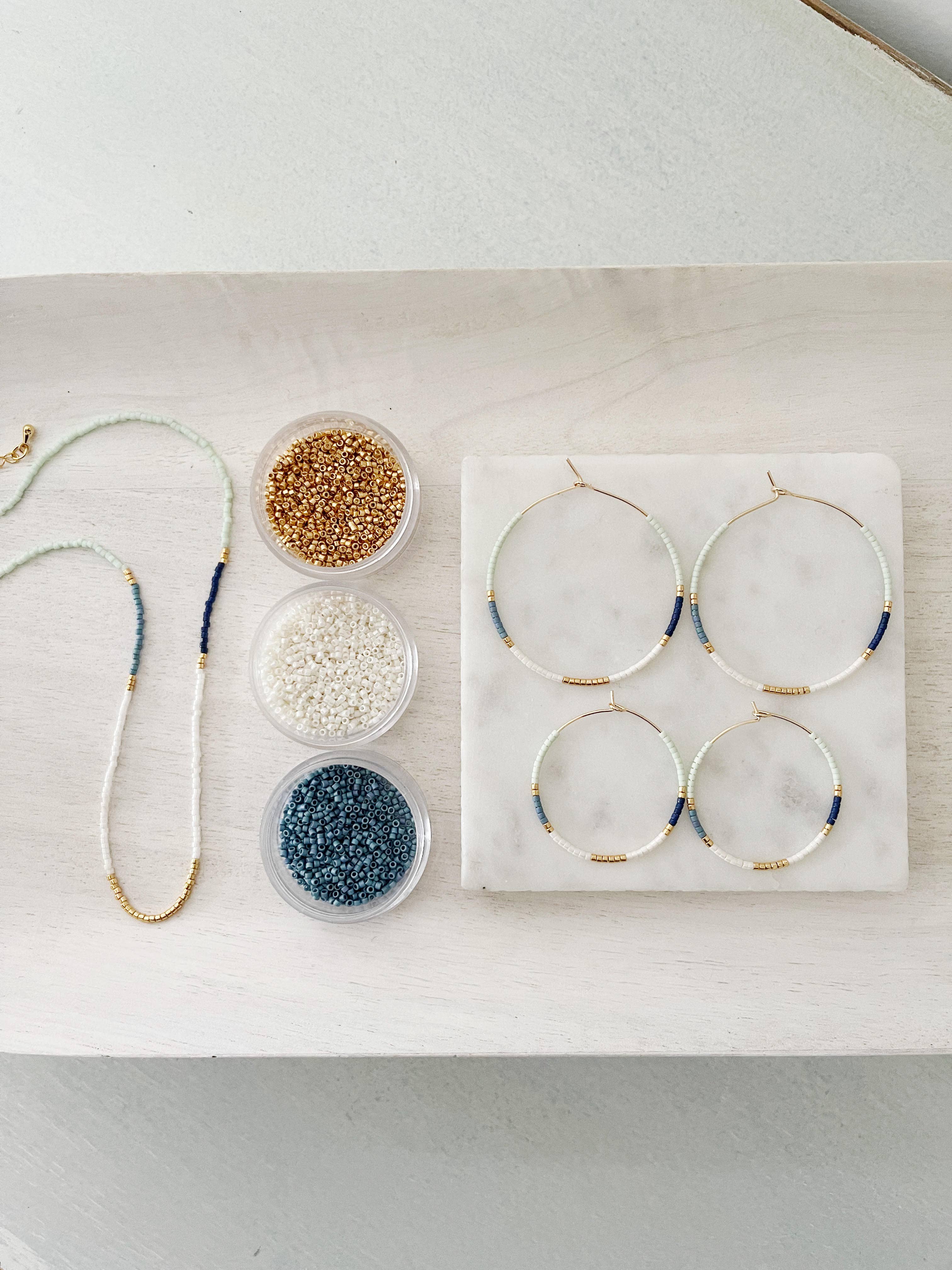 Morning Frost color block miyuki bead necklace