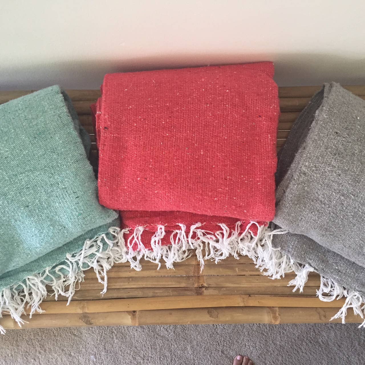 Solid Mexican Throw Blanket | Gold | Tan | Yoga | Mint