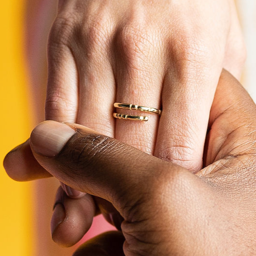 CLASSIC GOLD Morse Code Ring - Patterned | BRAVE