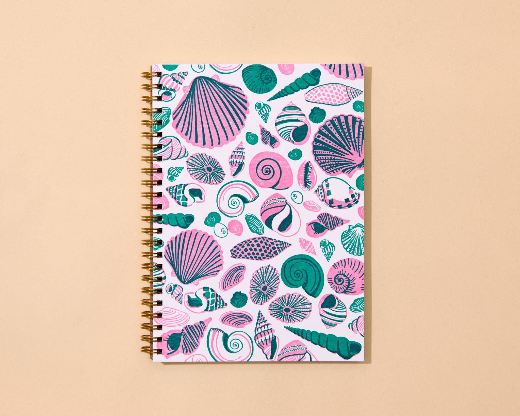 Beachy Summer Letterpress A5 Spiral Notebook—Shell Pattern