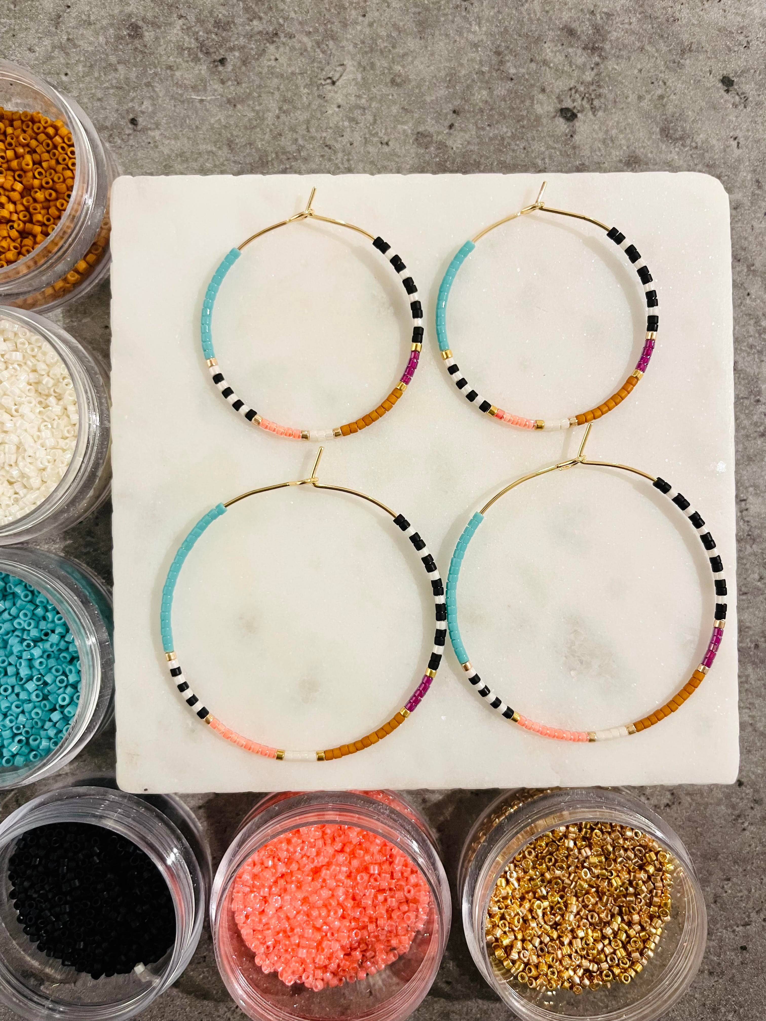 Amy Houston - Resort miyuki glass beaded hoop earrings: Medium