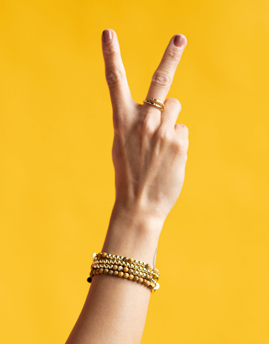 CLASSIC GOLD Morse Code Ring - Patterned | BRAVE