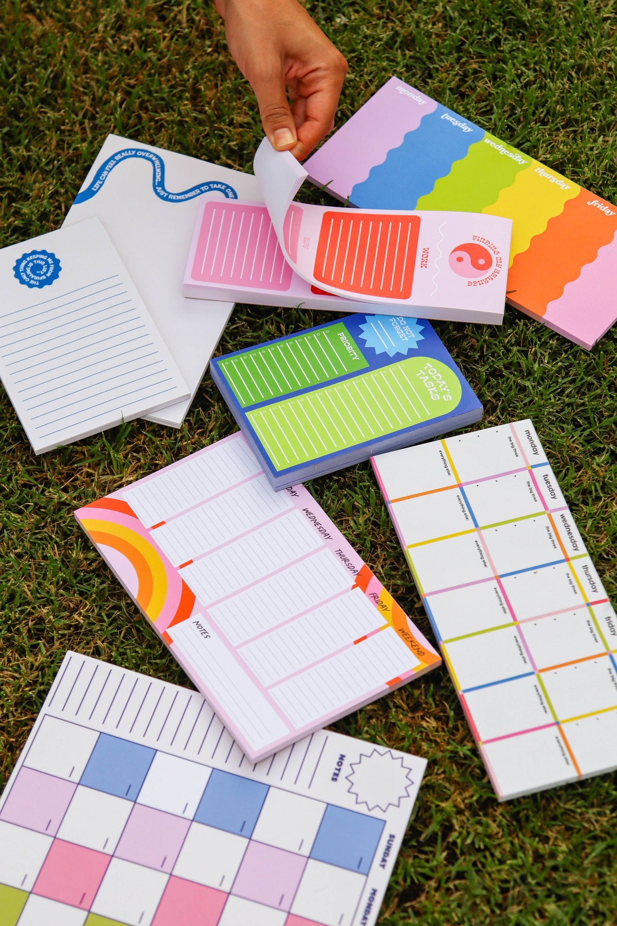 Monthly Colored Checkered Notepad Calendar
