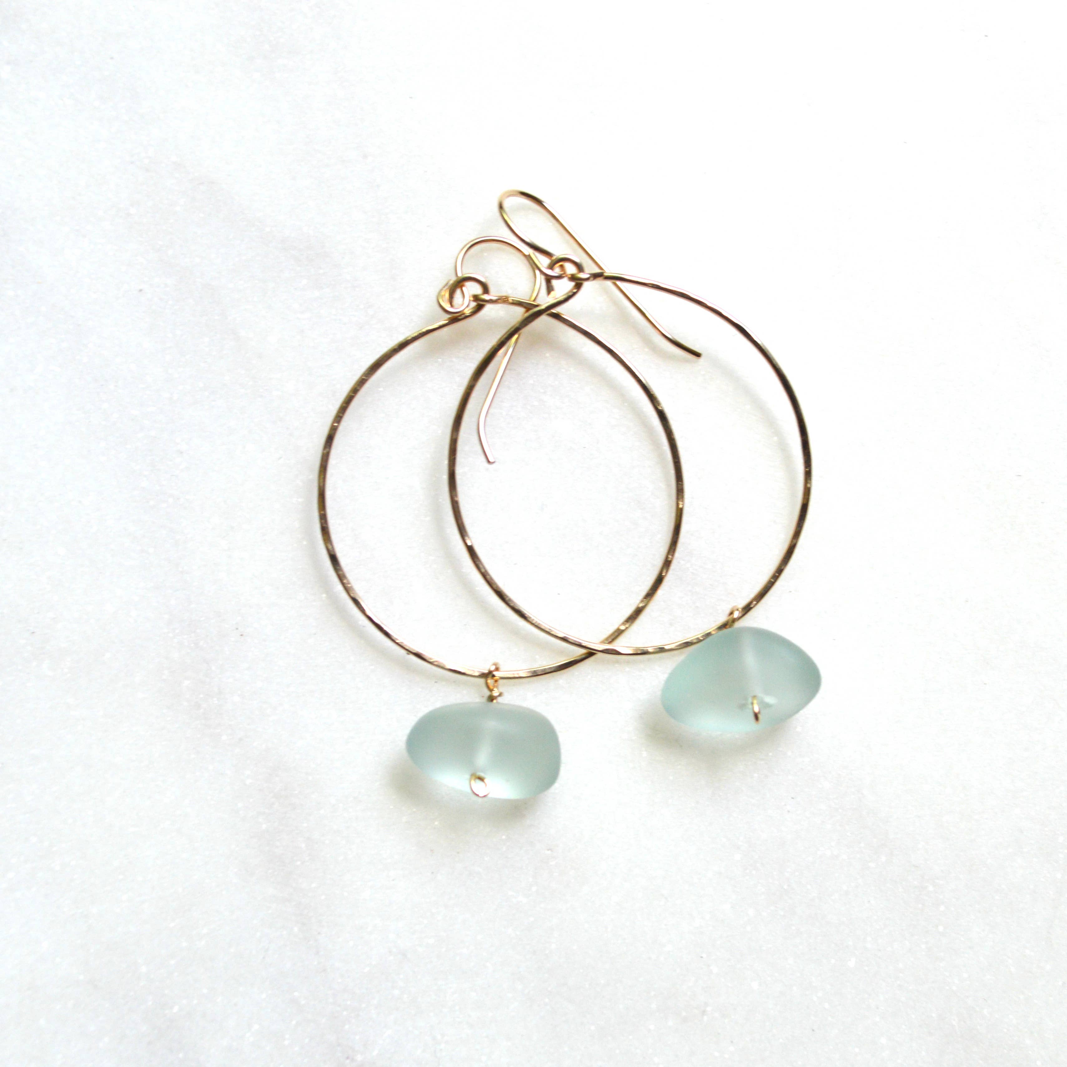 Sea Foam Glass Hoops