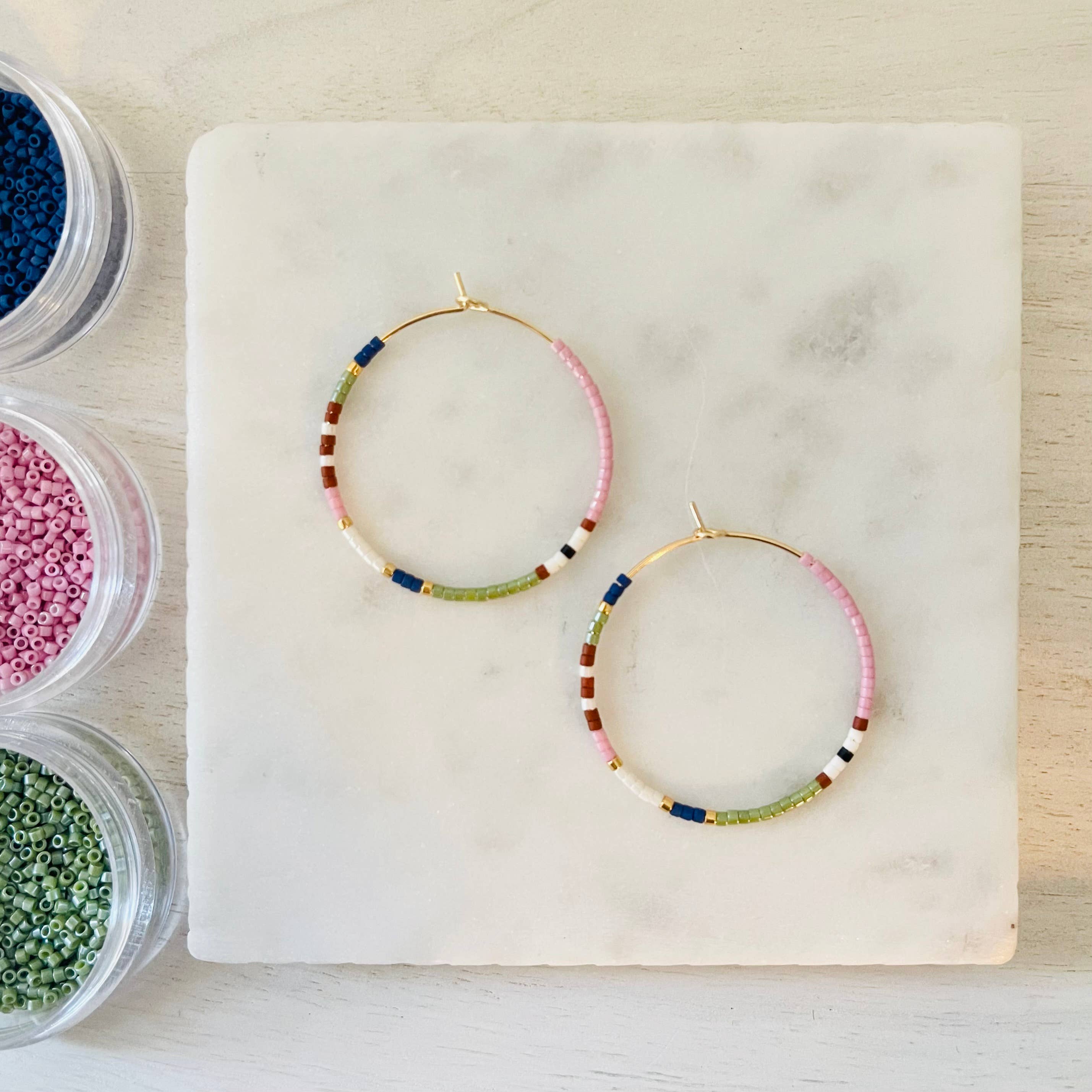 Woodland Sunset Miyuki glass beaded hoop earrings