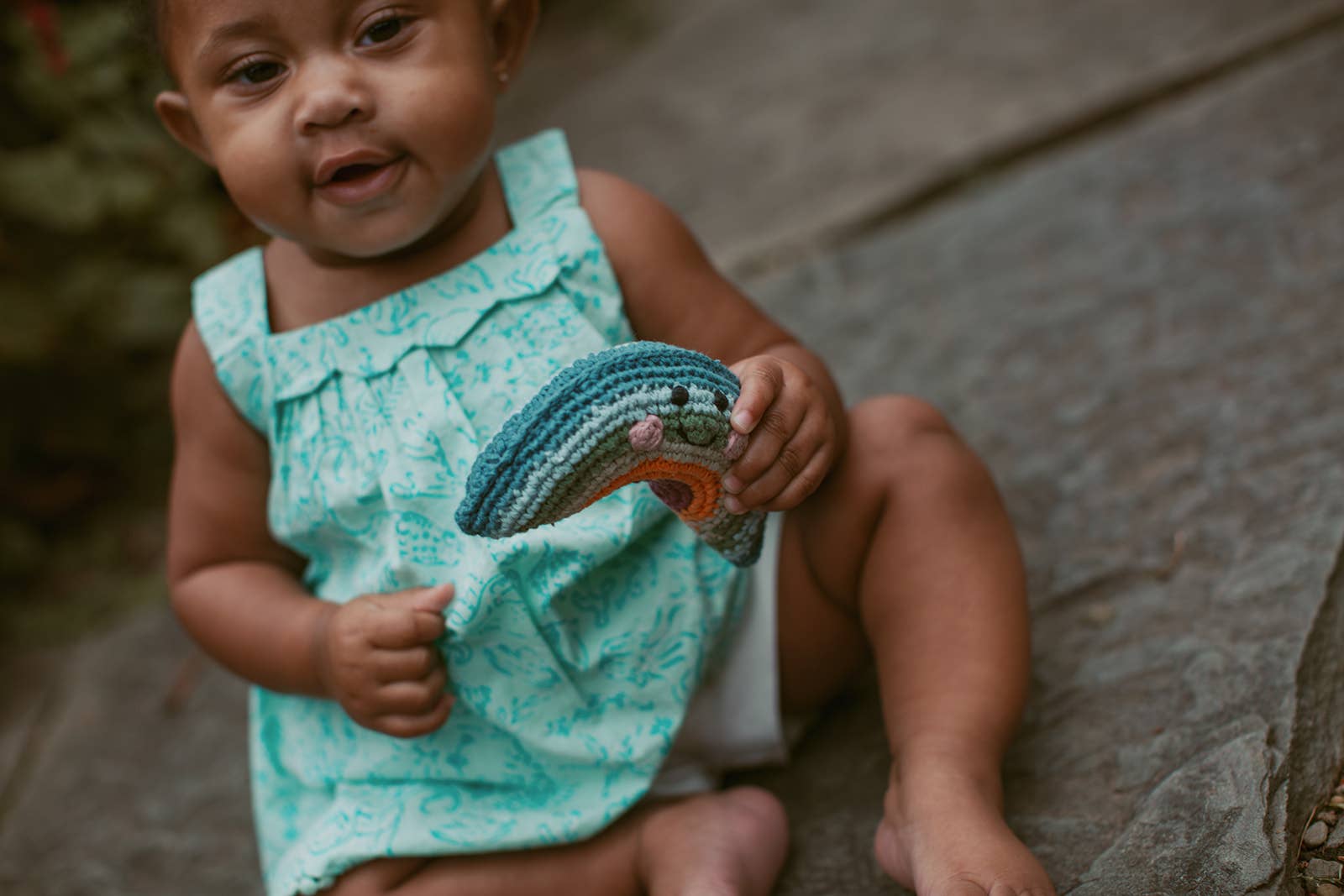 Little Boho Rainbow Toy Rattle - Organic Cotton
