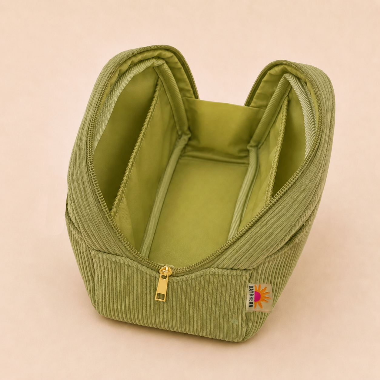 Corduroy makeup bag | Olive waves