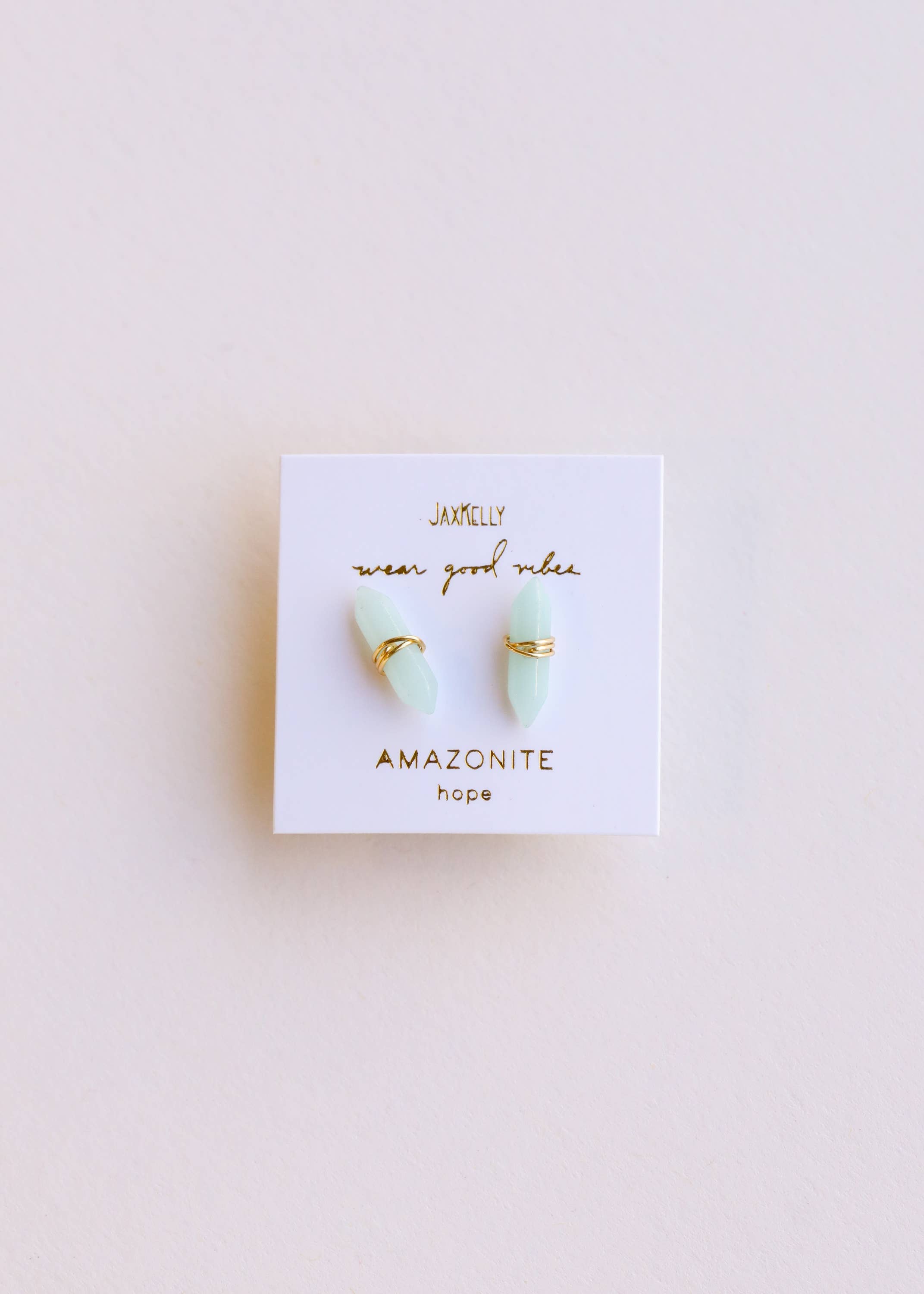 Mineral Point - Amazonite - Gold Wire Wrapped Earrings