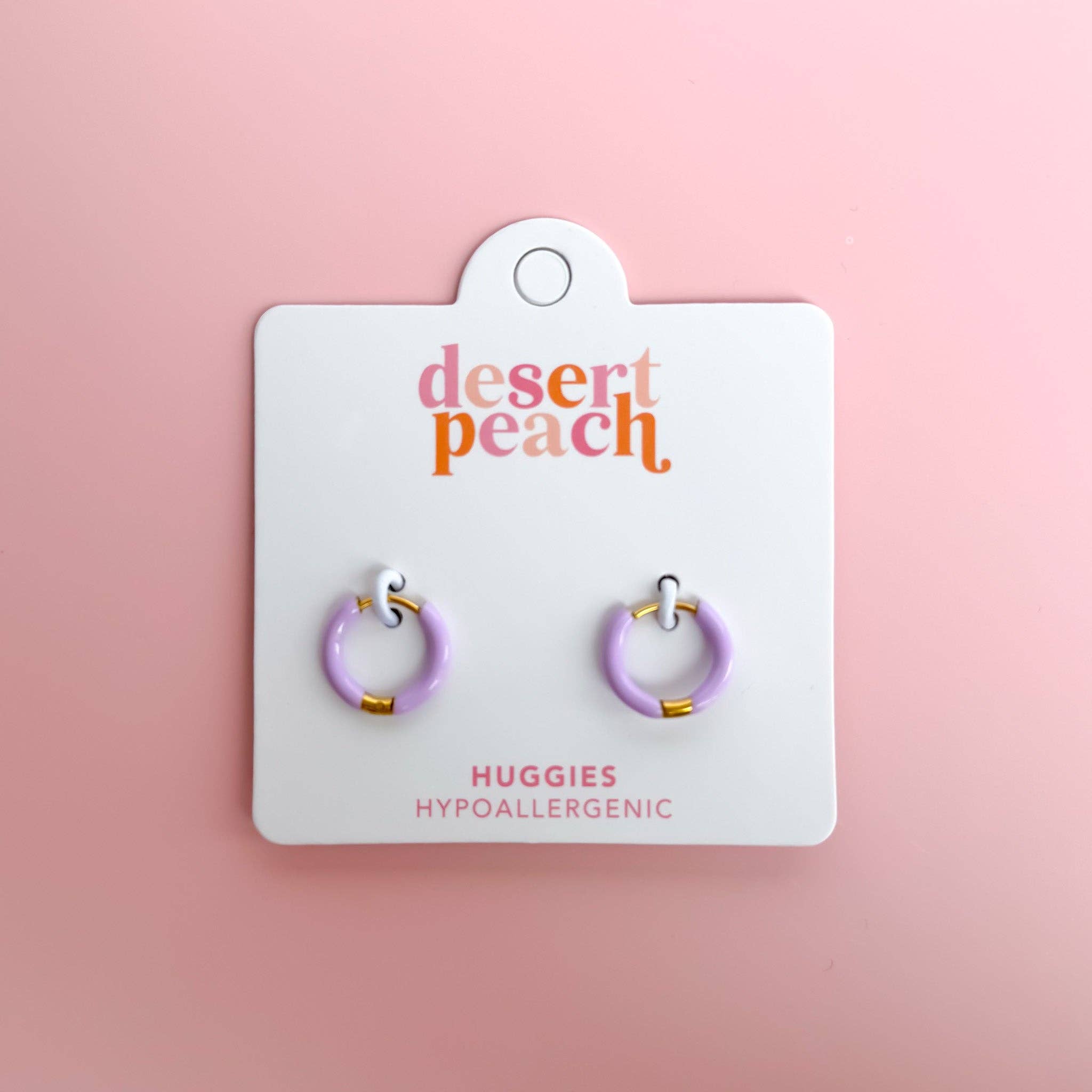 Lavender Huggie Hoops