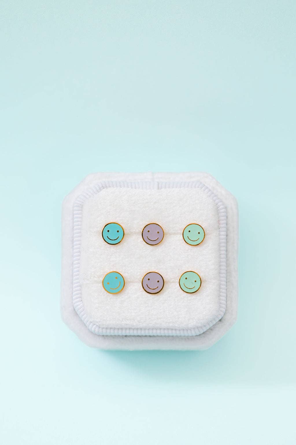 Lavender Smiley Stud Earrings