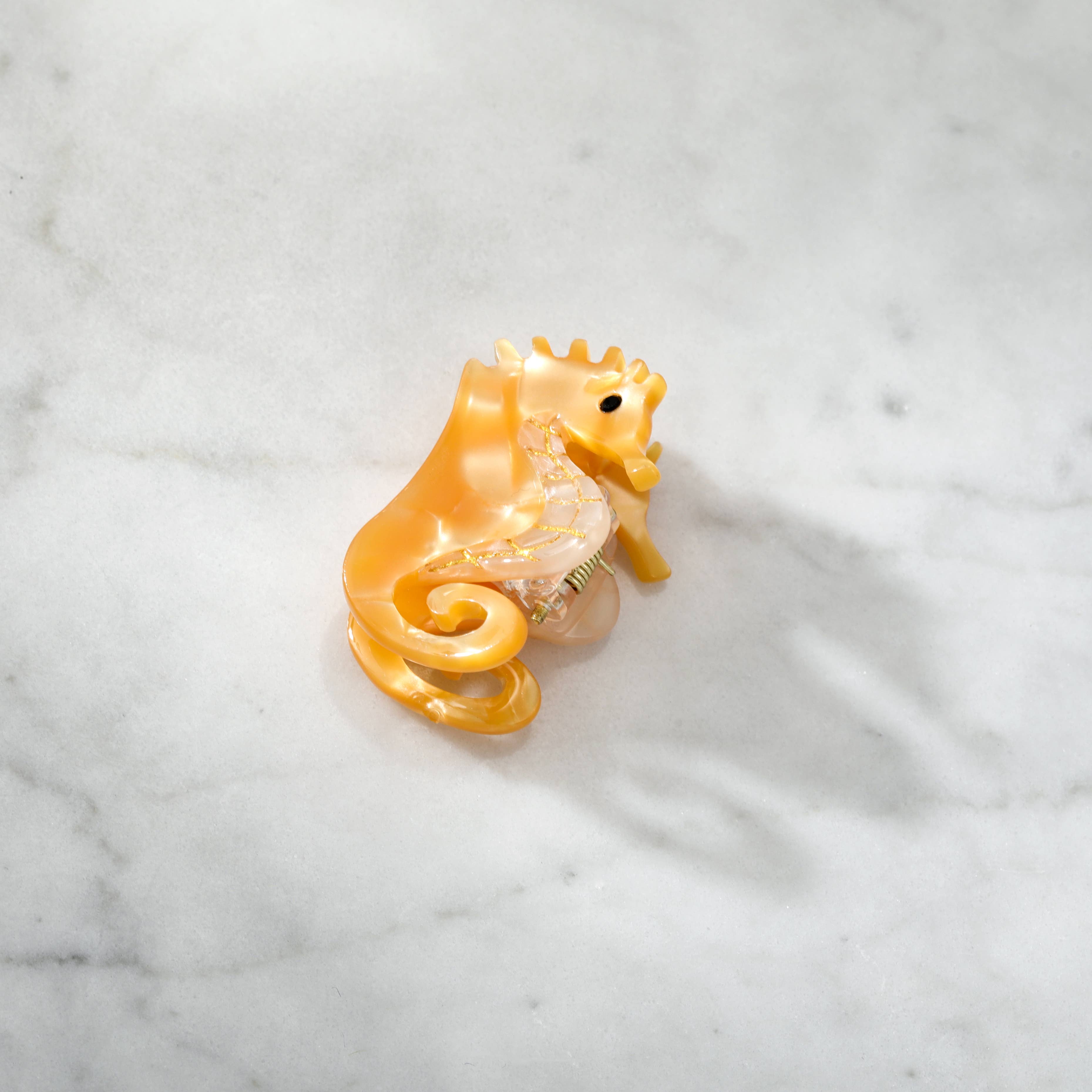 Eco-Friendly Mini Sister Seahorse Hair Clip Claw – Orange