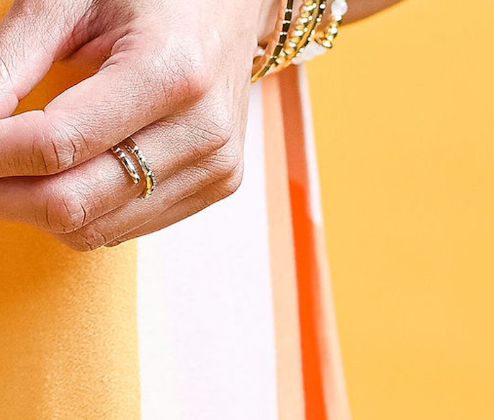 CLASSIC GOLD Morse Code Ring - Patterned | BRAVE