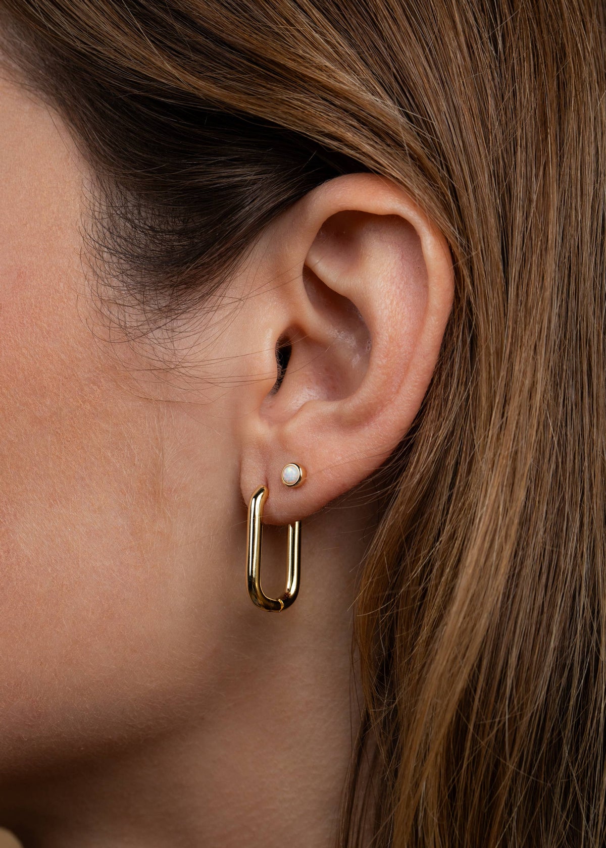 Gold Rectangular Hoop Earrings