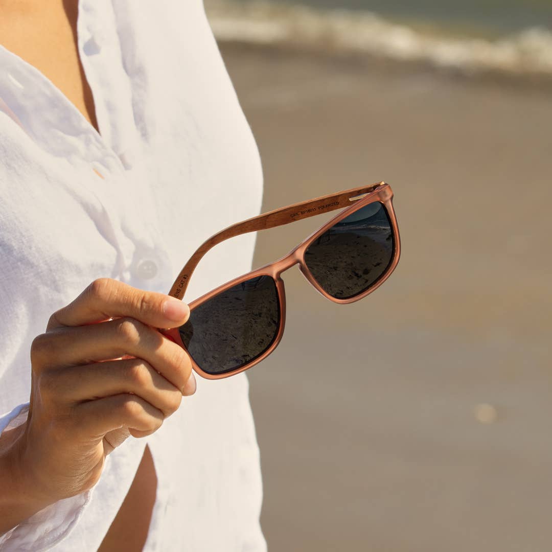 Cail - Matte Brown + Walnut Wood - Polarized Sunglasses