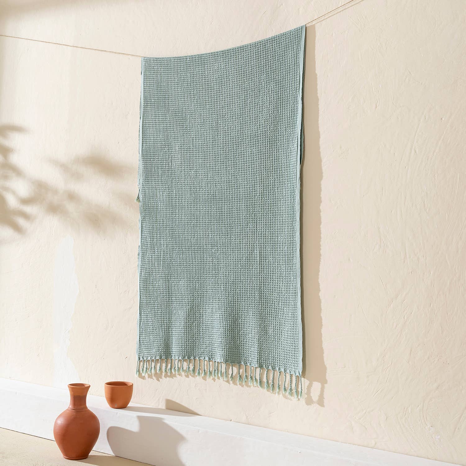 Stonewashed Waffle Beach Towel Turkish Hamam Fouta Vintage