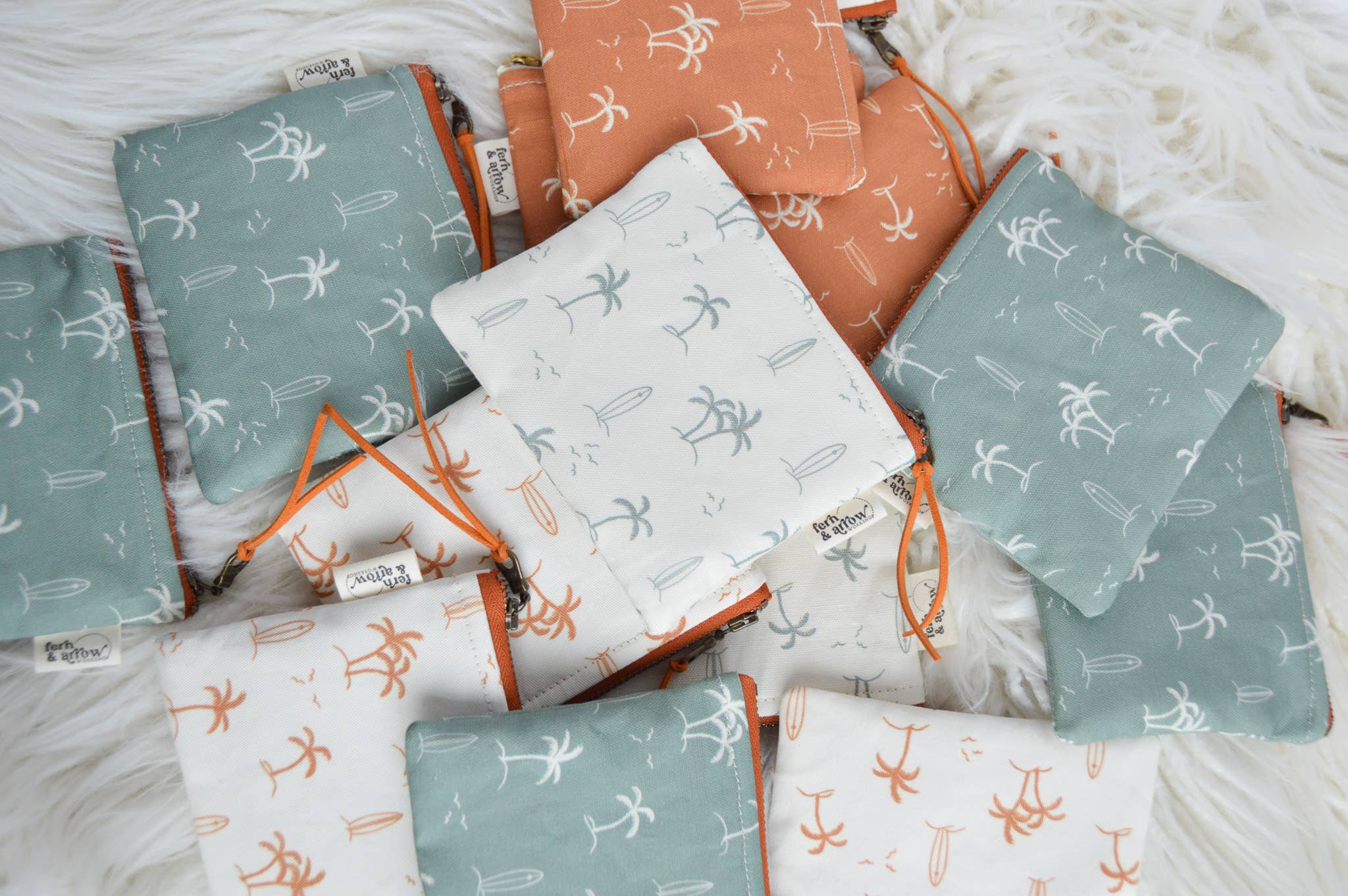 Palms Surf Zipper Pouch - Rust