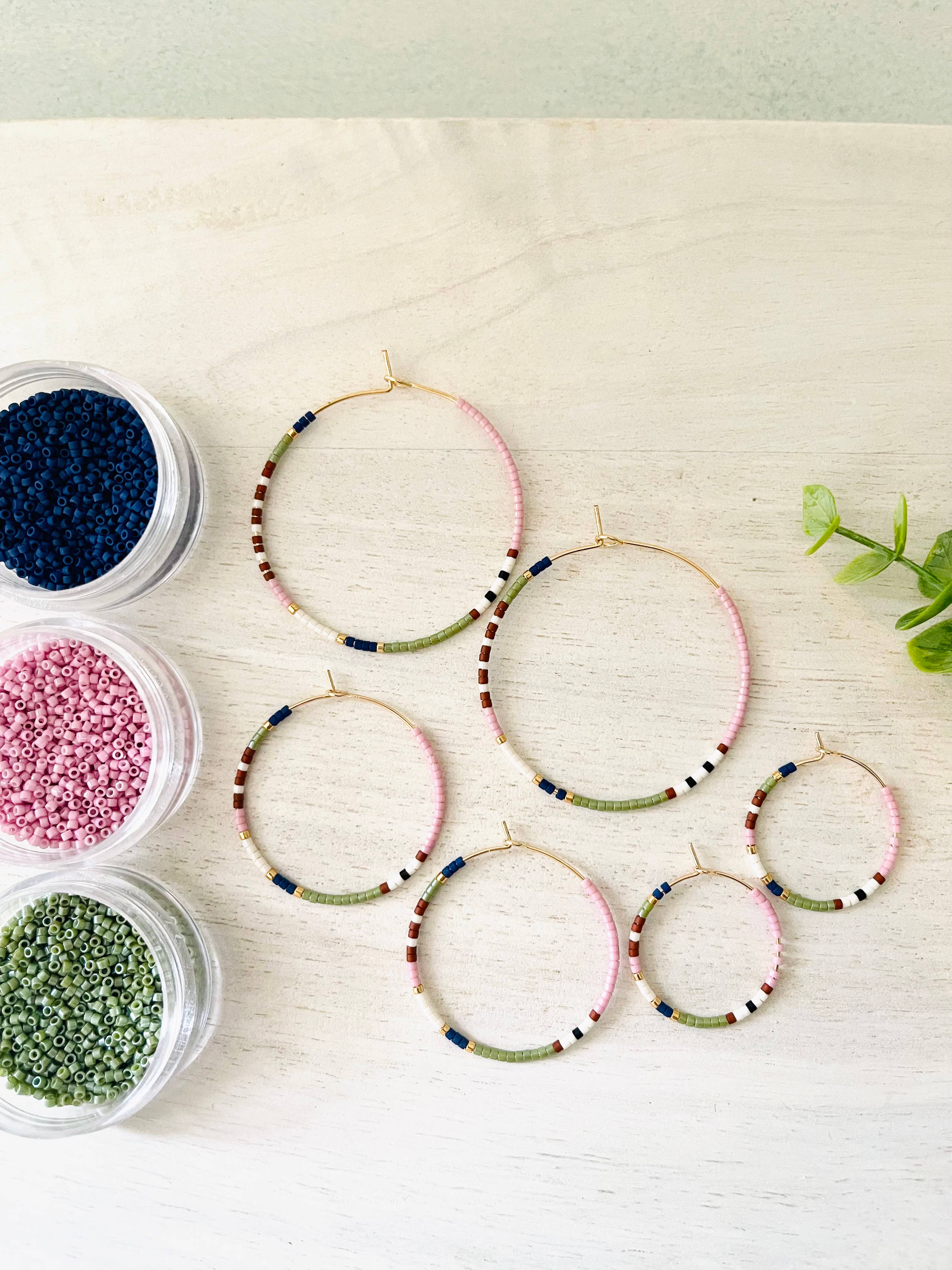 Woodland Sunset Miyuki glass beaded hoop earrings