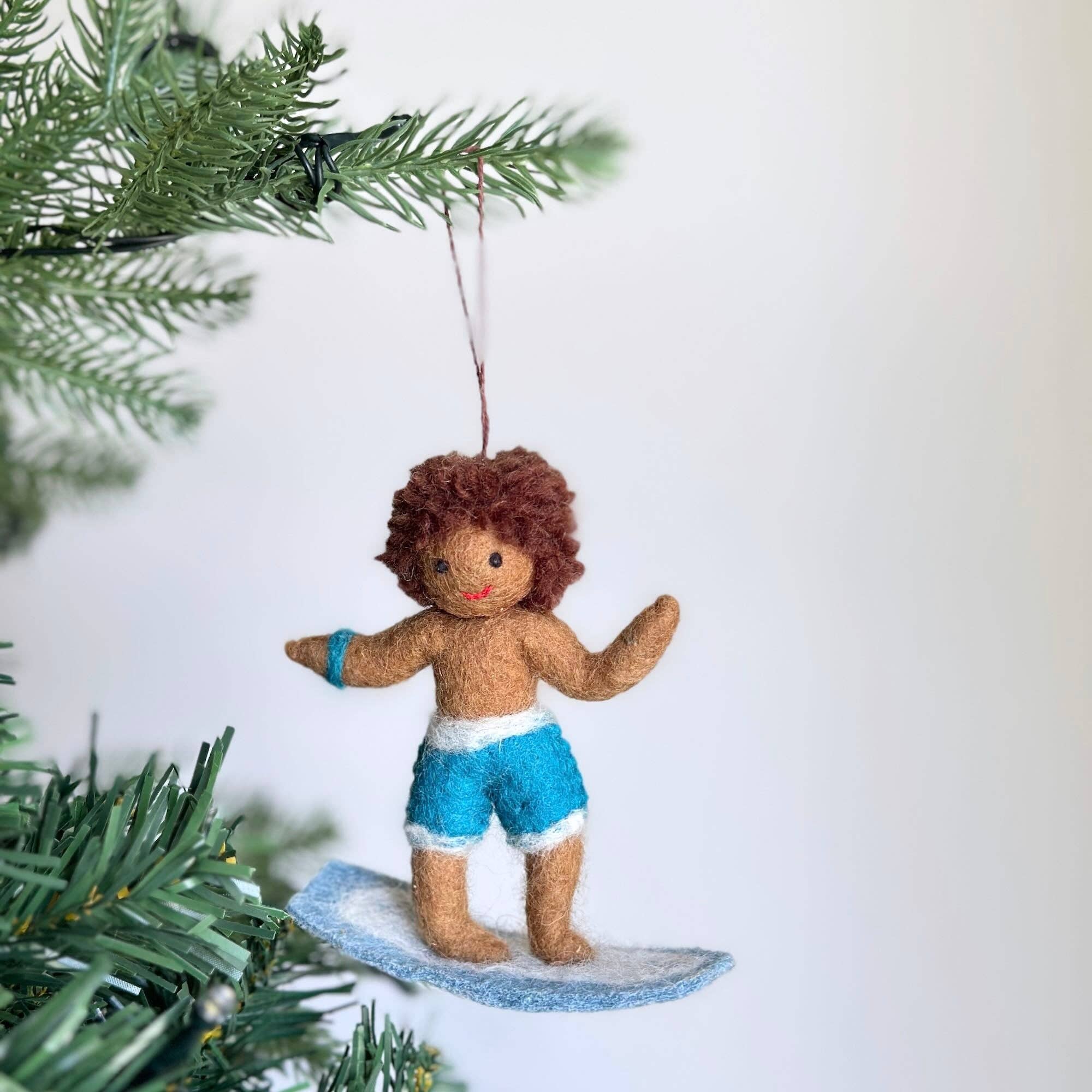 Felt Ornament - Surfer Boy: Tan