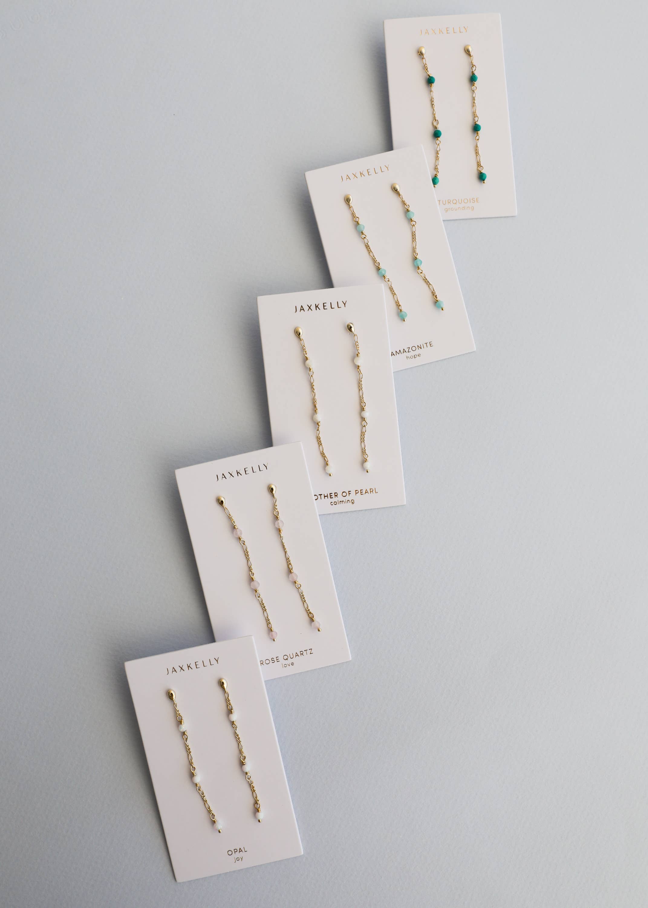 Gemstone Chain Drop Earring - Amazonite