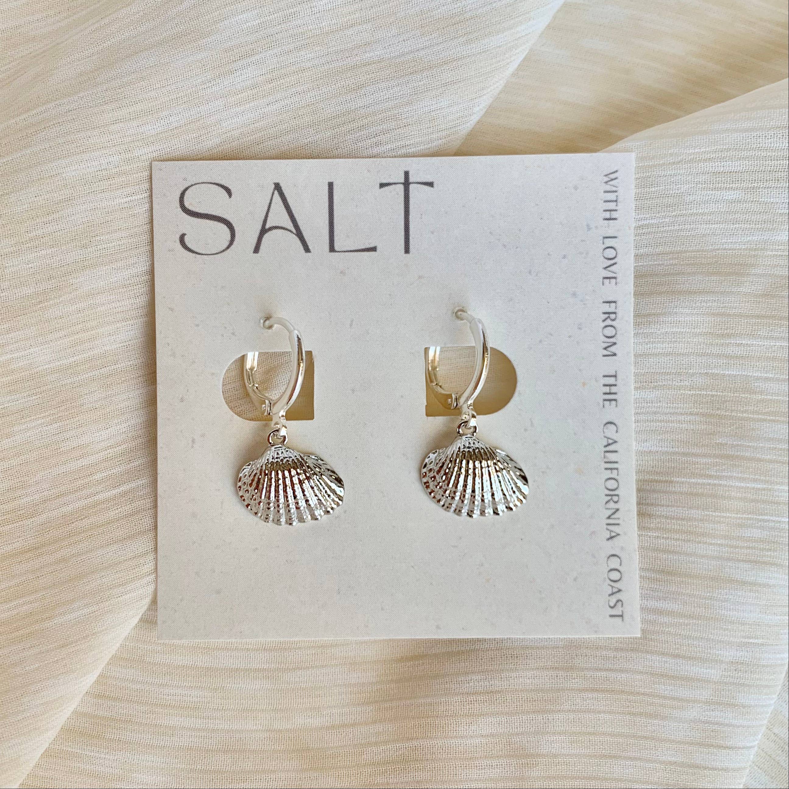 SEASHELL HUGGIE HOOPS | silver | coastal jewelry