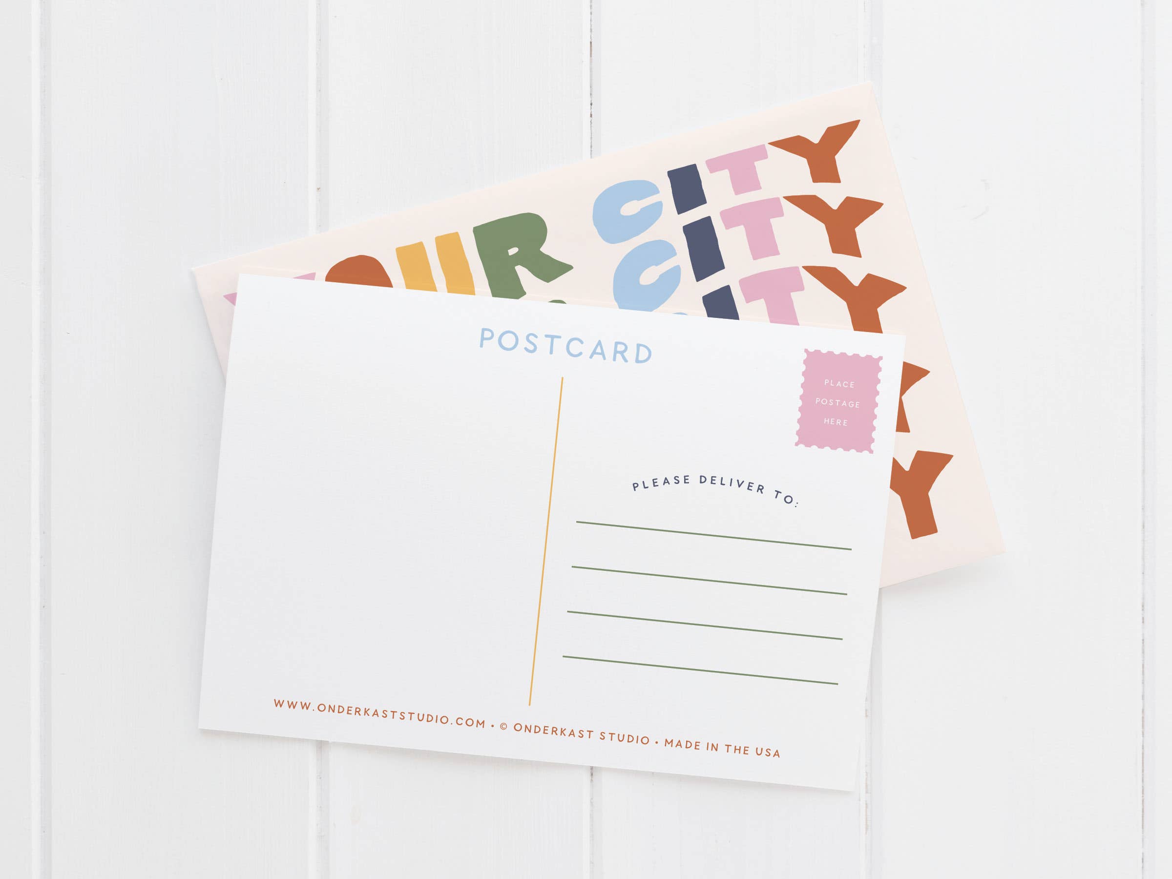 Custom City Wavy Lettering Postcard