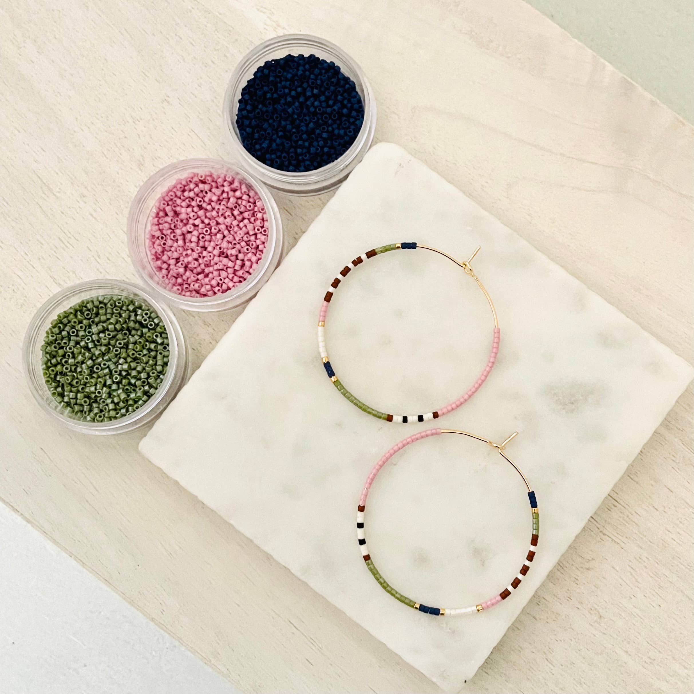 Woodland Sunset Miyuki glass beaded hoop earrings
