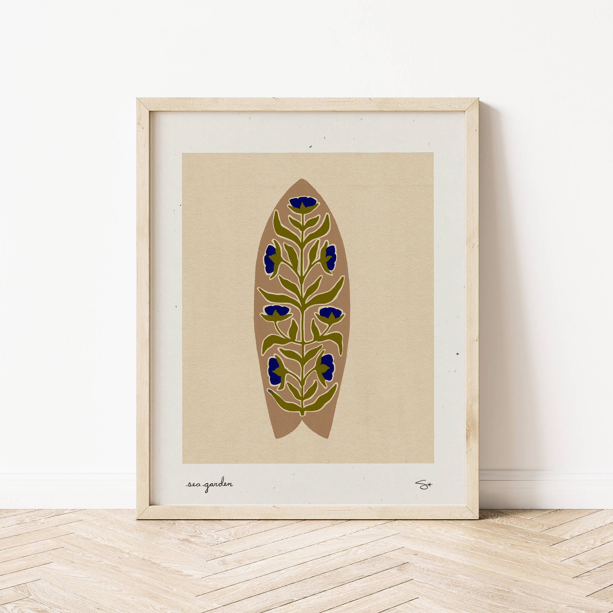 Beige Sea Garden | Surfboard Print