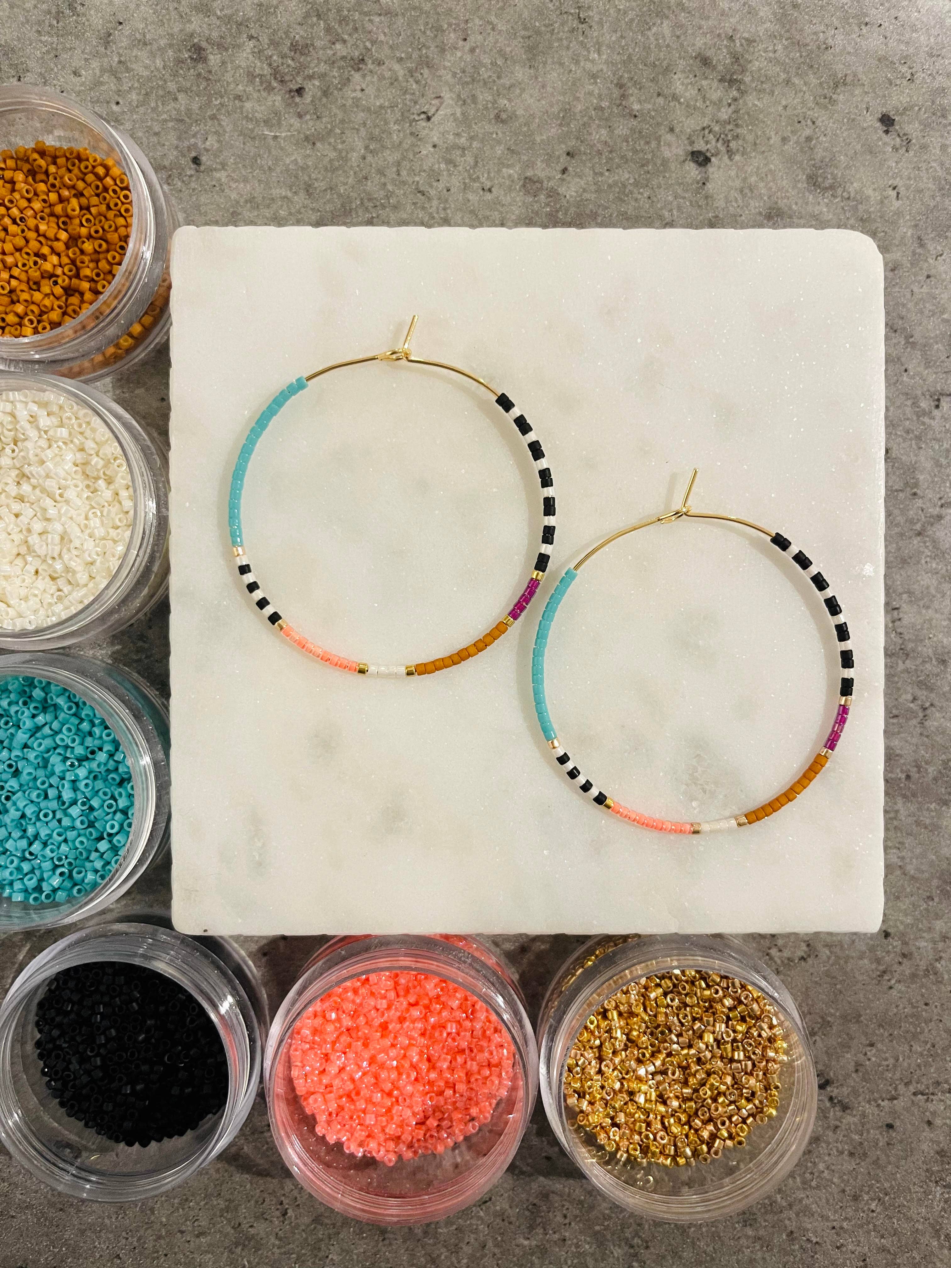 Amy Houston - Resort miyuki glass beaded hoop earrings: Medium