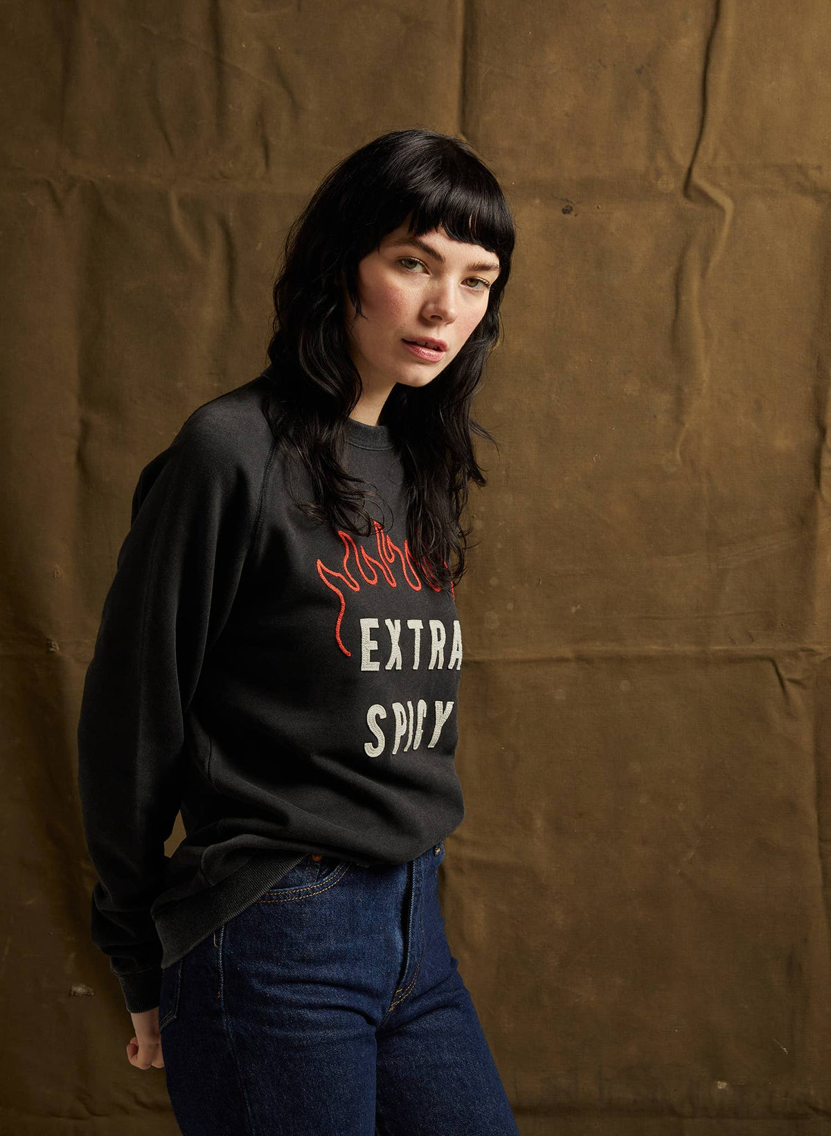 Extra Spicy Chainstitch & Felt Crewneck Sweatshirt