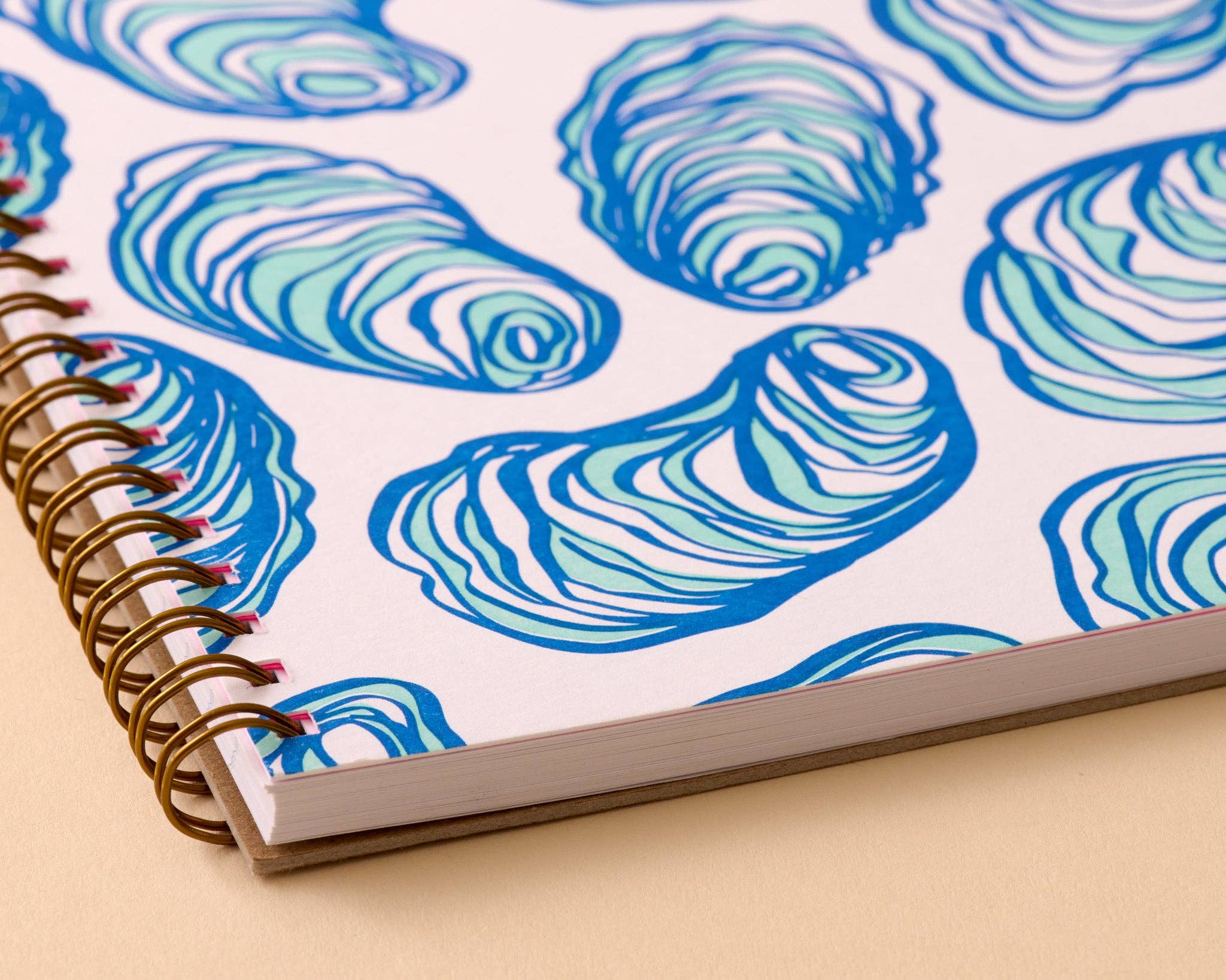 Modern Seafood Letterpress A5 Spiral Notebook—Oyster Shell