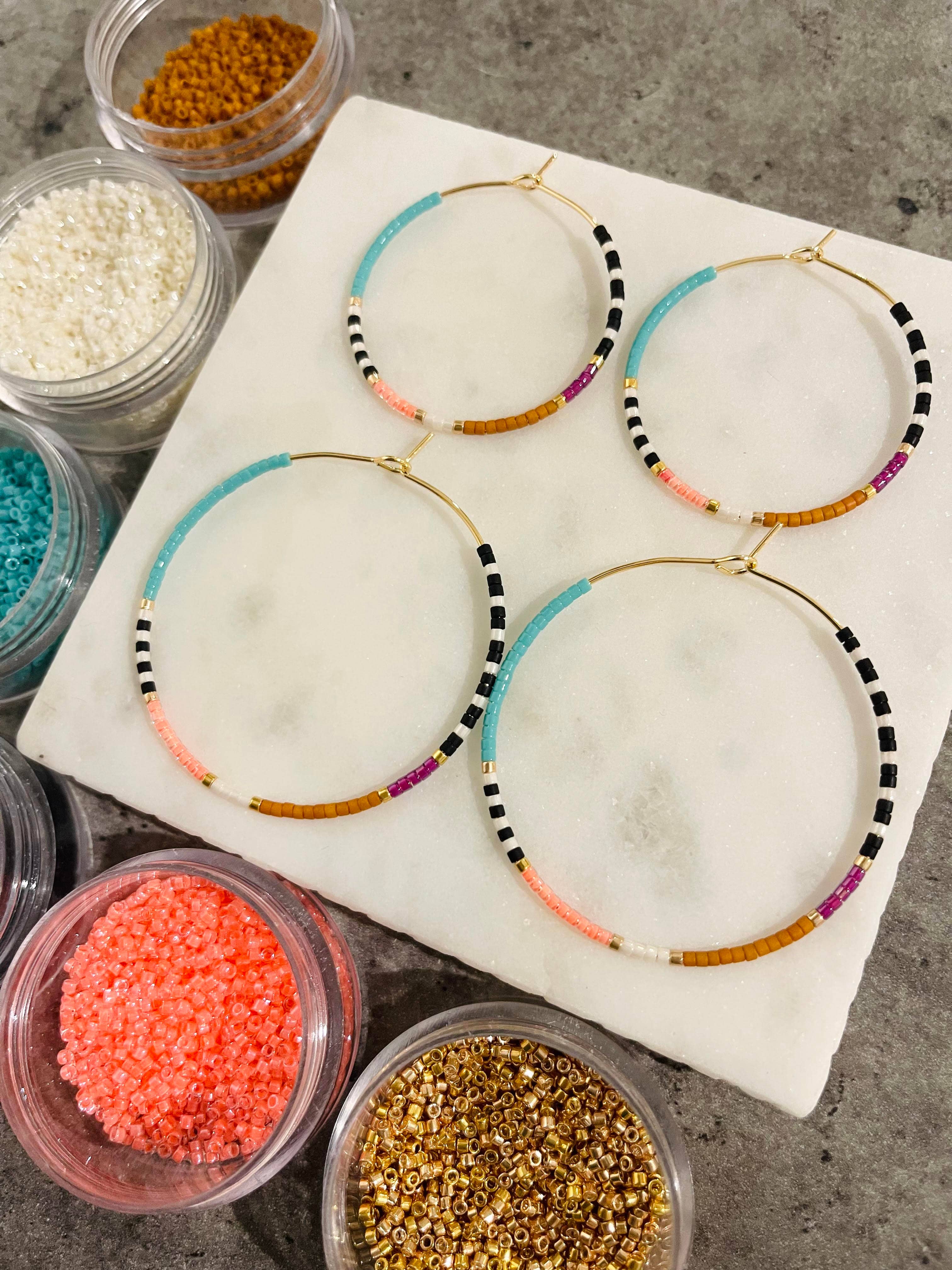 Amy Houston - Resort miyuki glass beaded hoop earrings: Medium