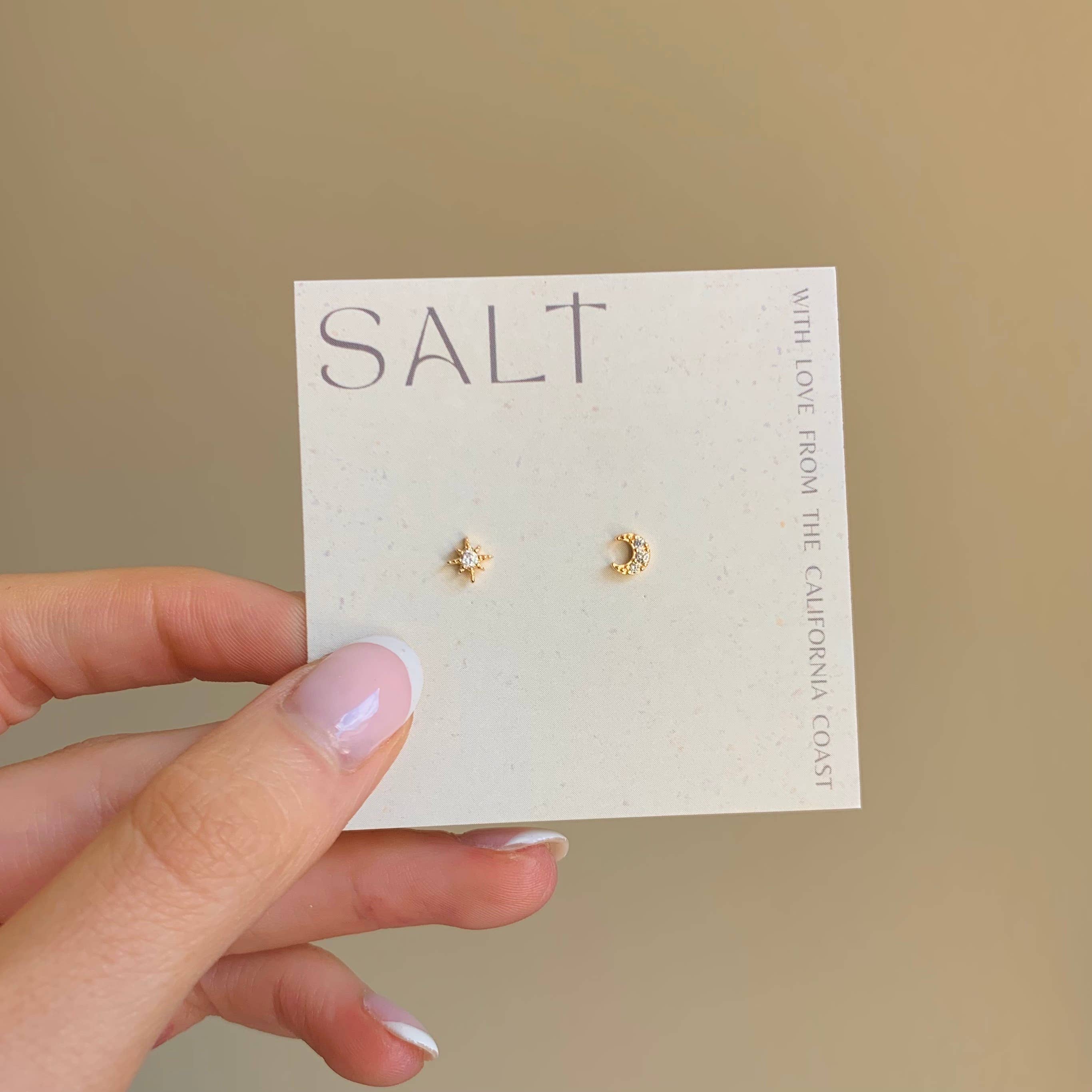 STAR & MOON STUDS | gold | tiny & dainty stud earrings