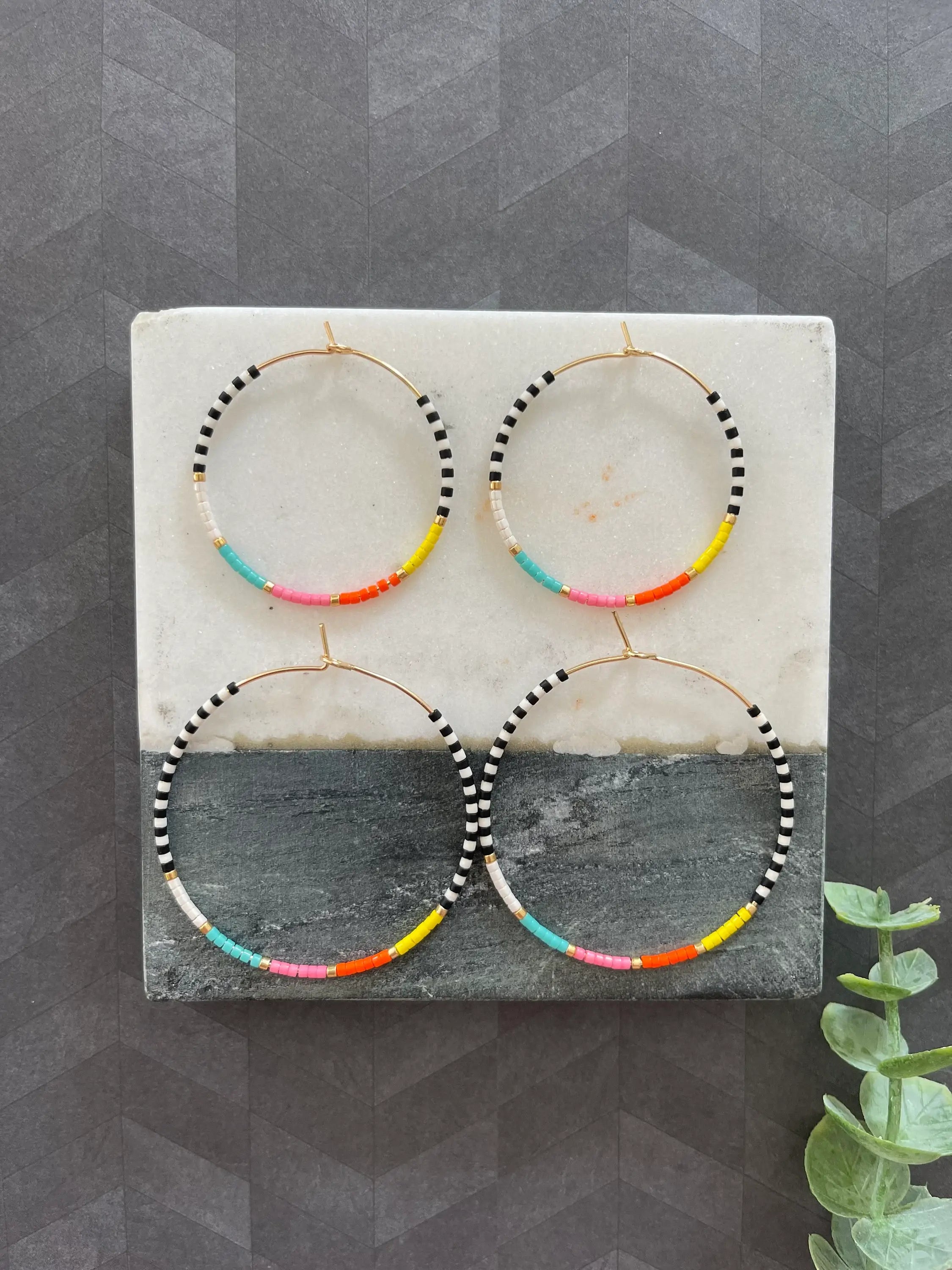 California Dreamin miyuki glass beaded hoop earrings
