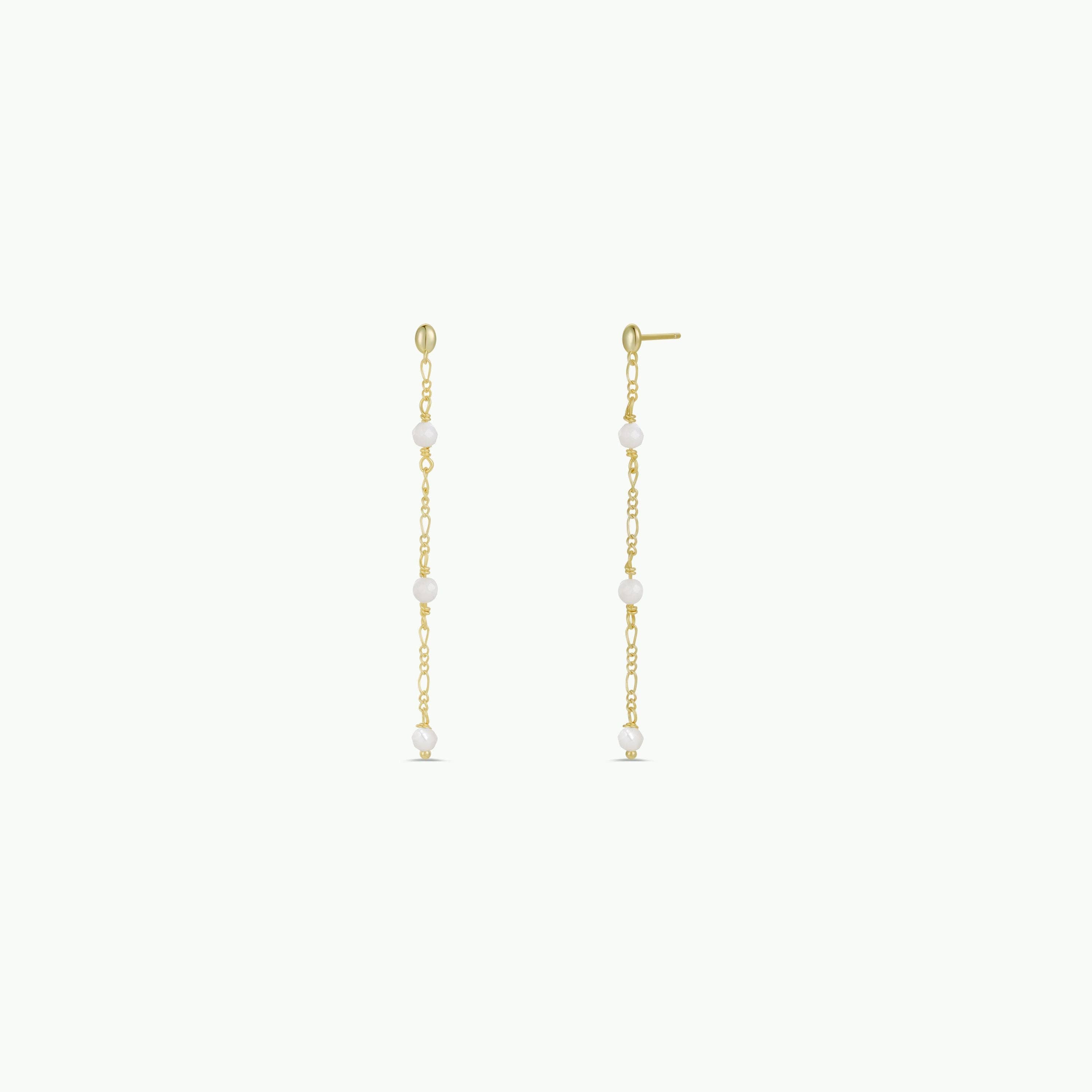 Gemstone Chain Drop Earring - Mother of Pearl