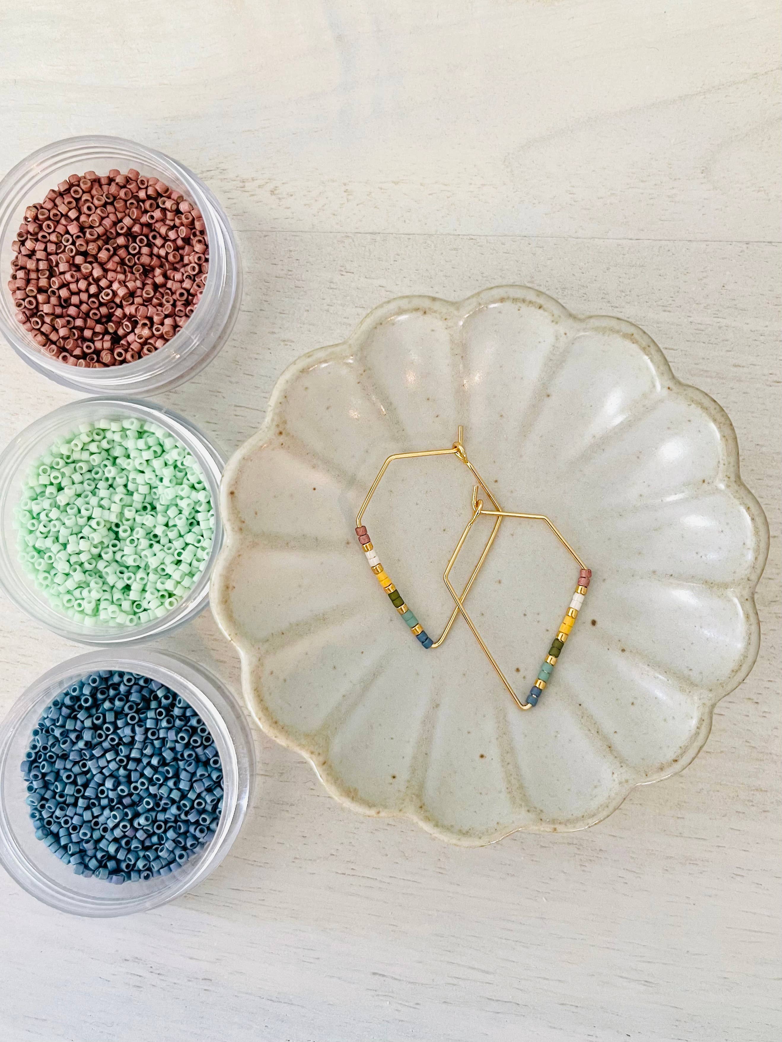 Small Town miyuki glass beaded hoop earrings: Large