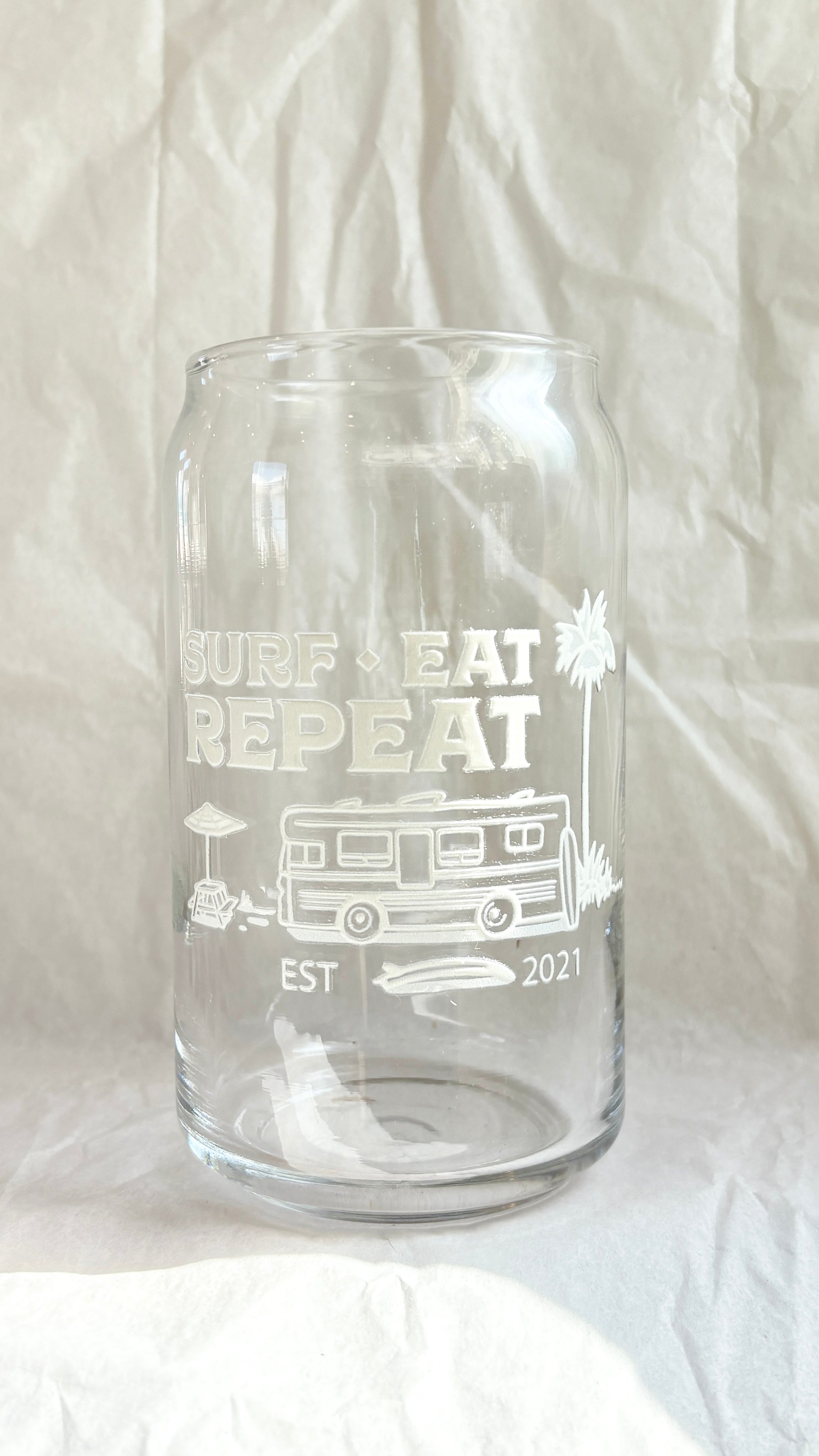 RSC Surf.Eat.Repeat - Beer Can Glass
