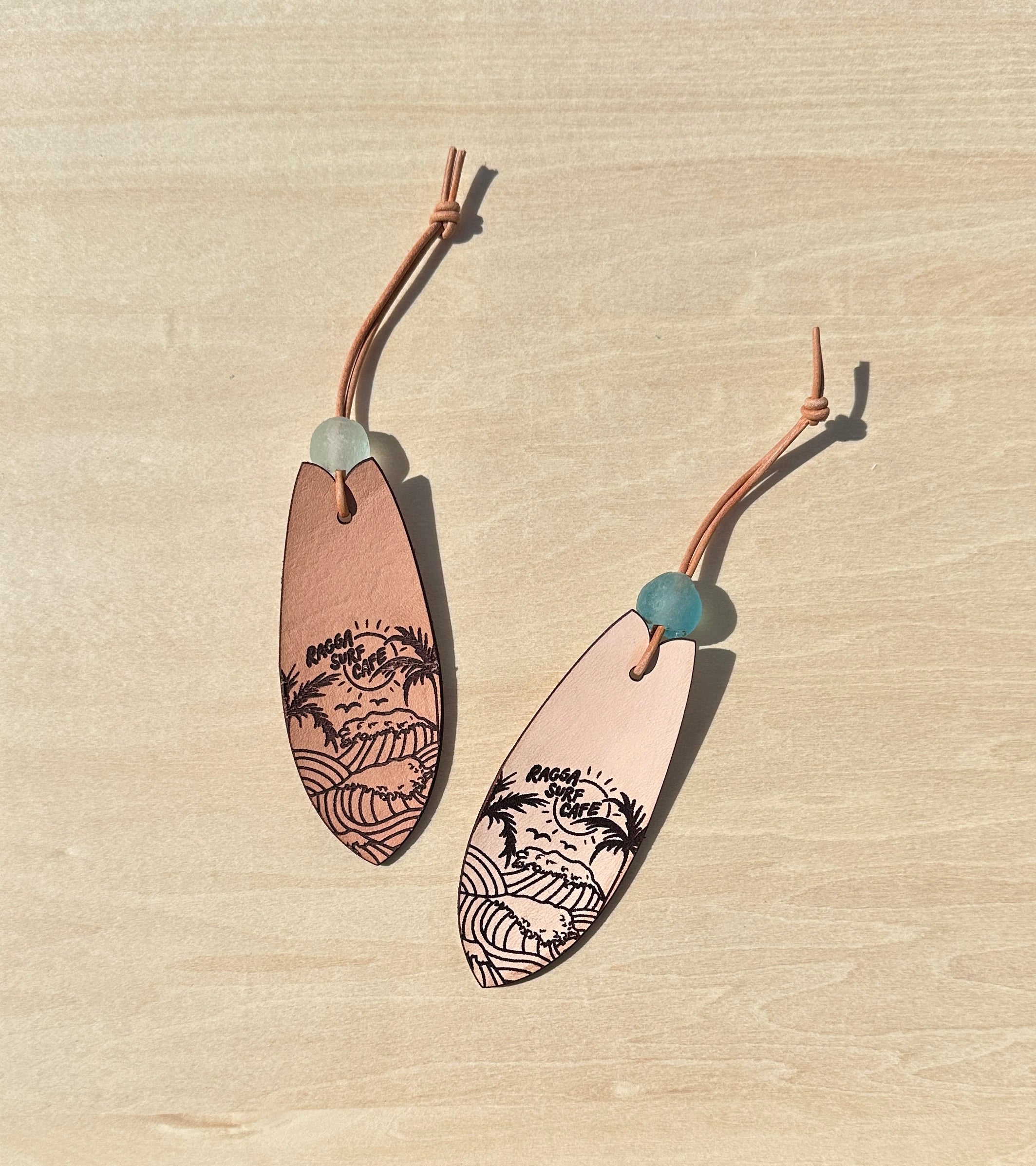 RSC Leather & Glass Bead Surfboard Keychain