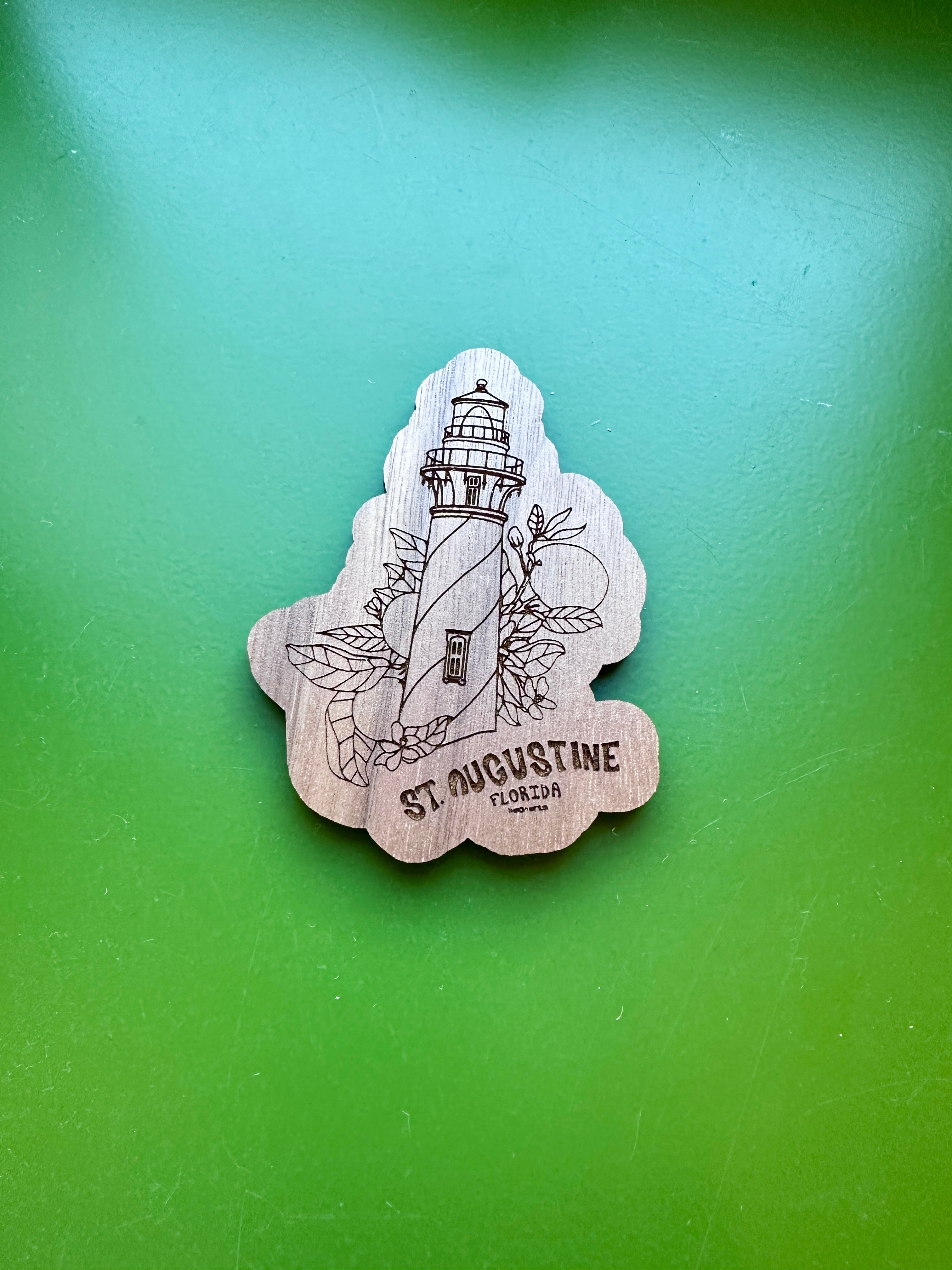 Lido St. Augustine Light House Wooden Magnet