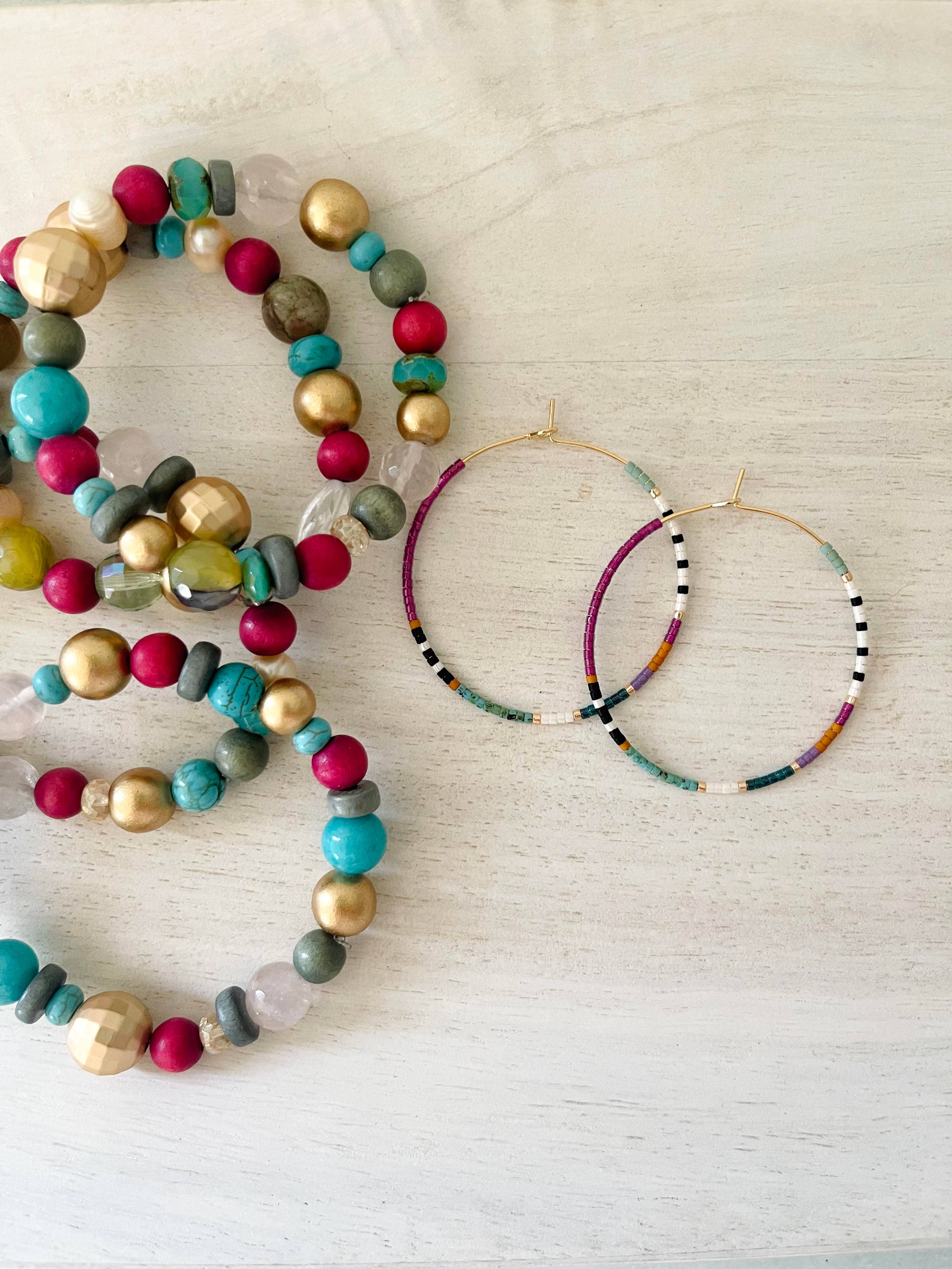 Amy Houston - Napa Valley miyuki glass beaded hoop earrings