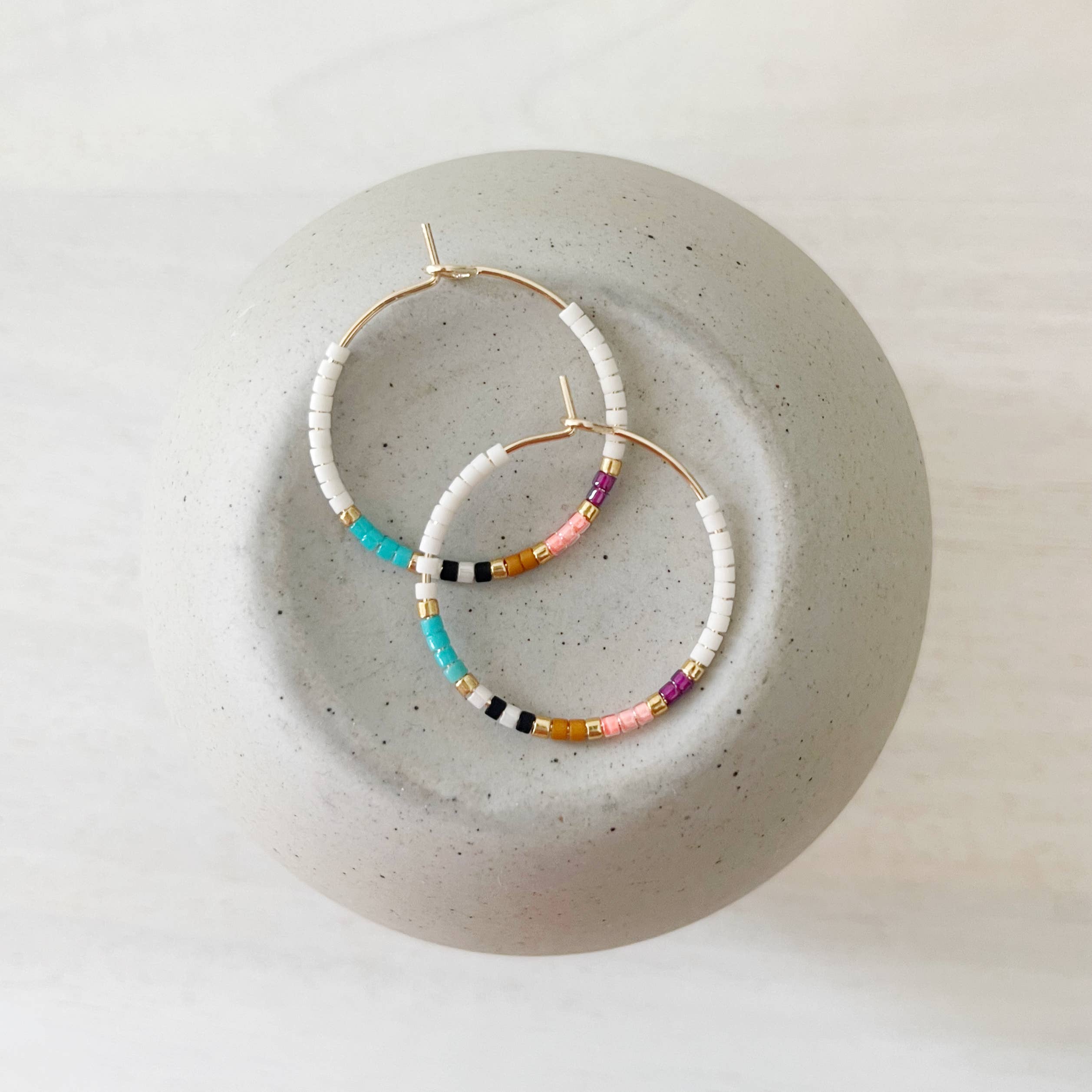 Nani miyuki glass beaded hoop earrings