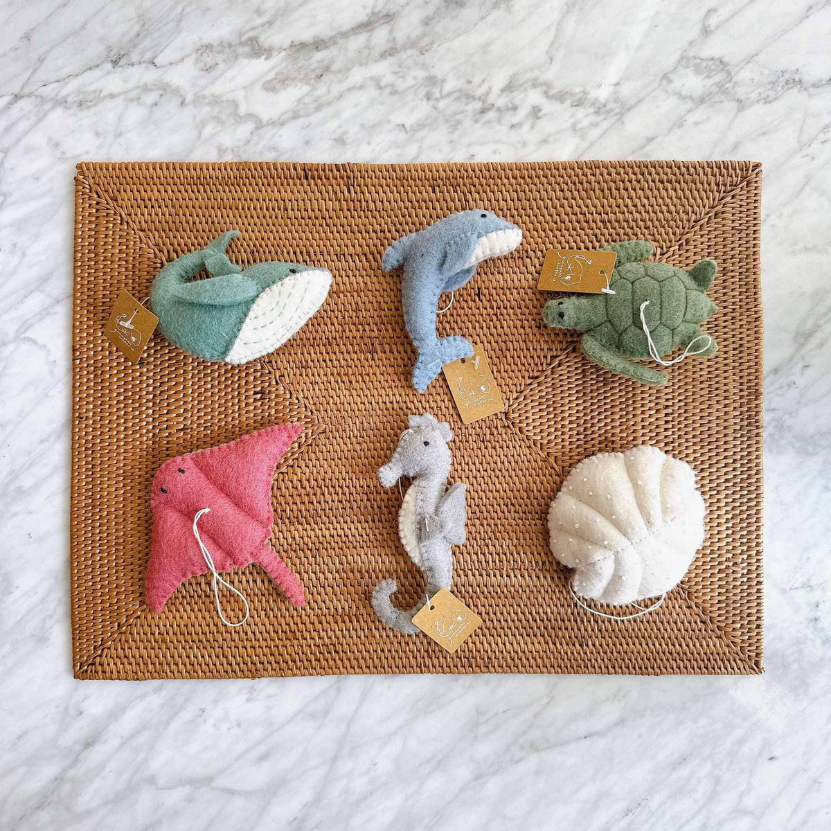 Felt Sea Animal Ornament - Set of 6: Dolphin
