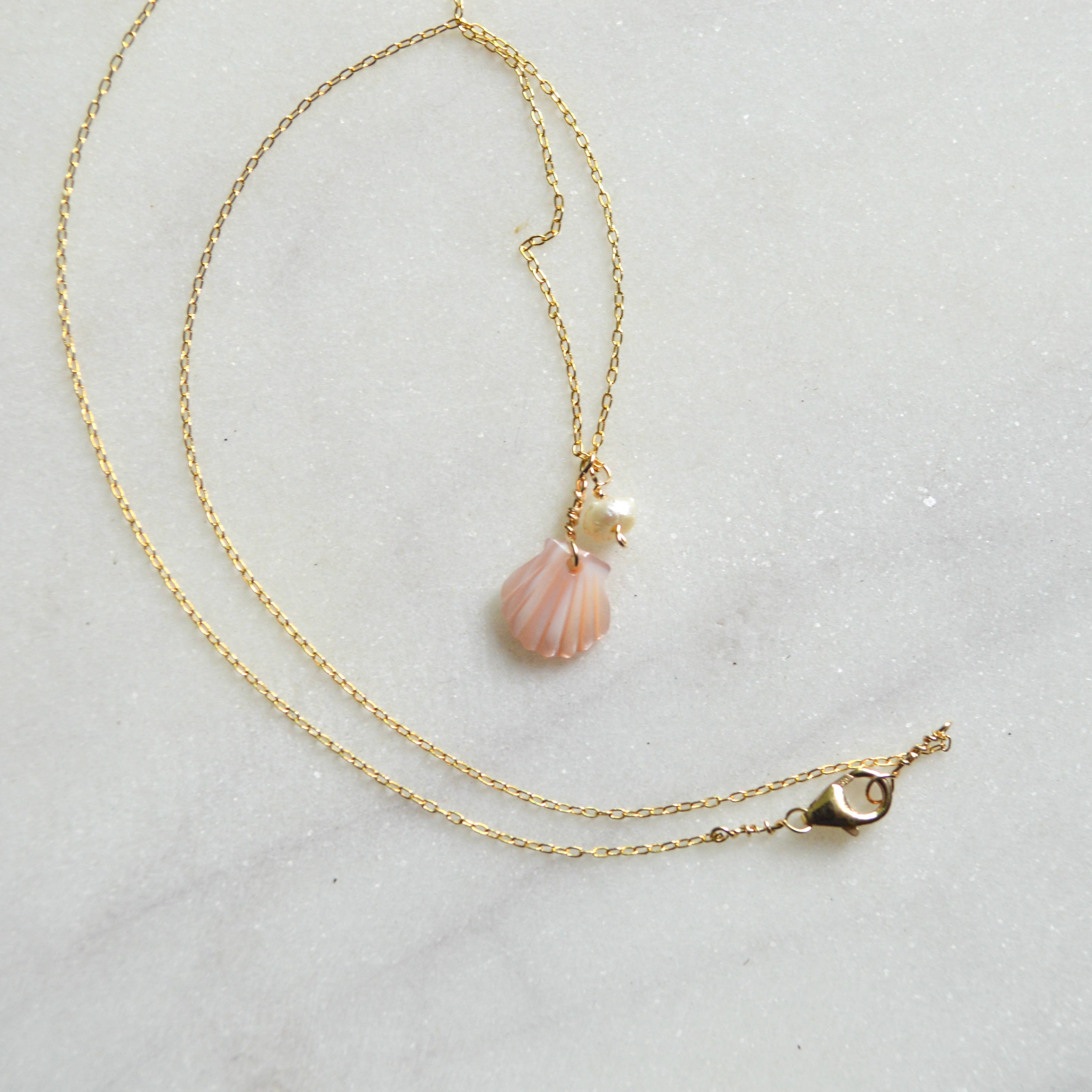 Pink Scallop Shell Necklace