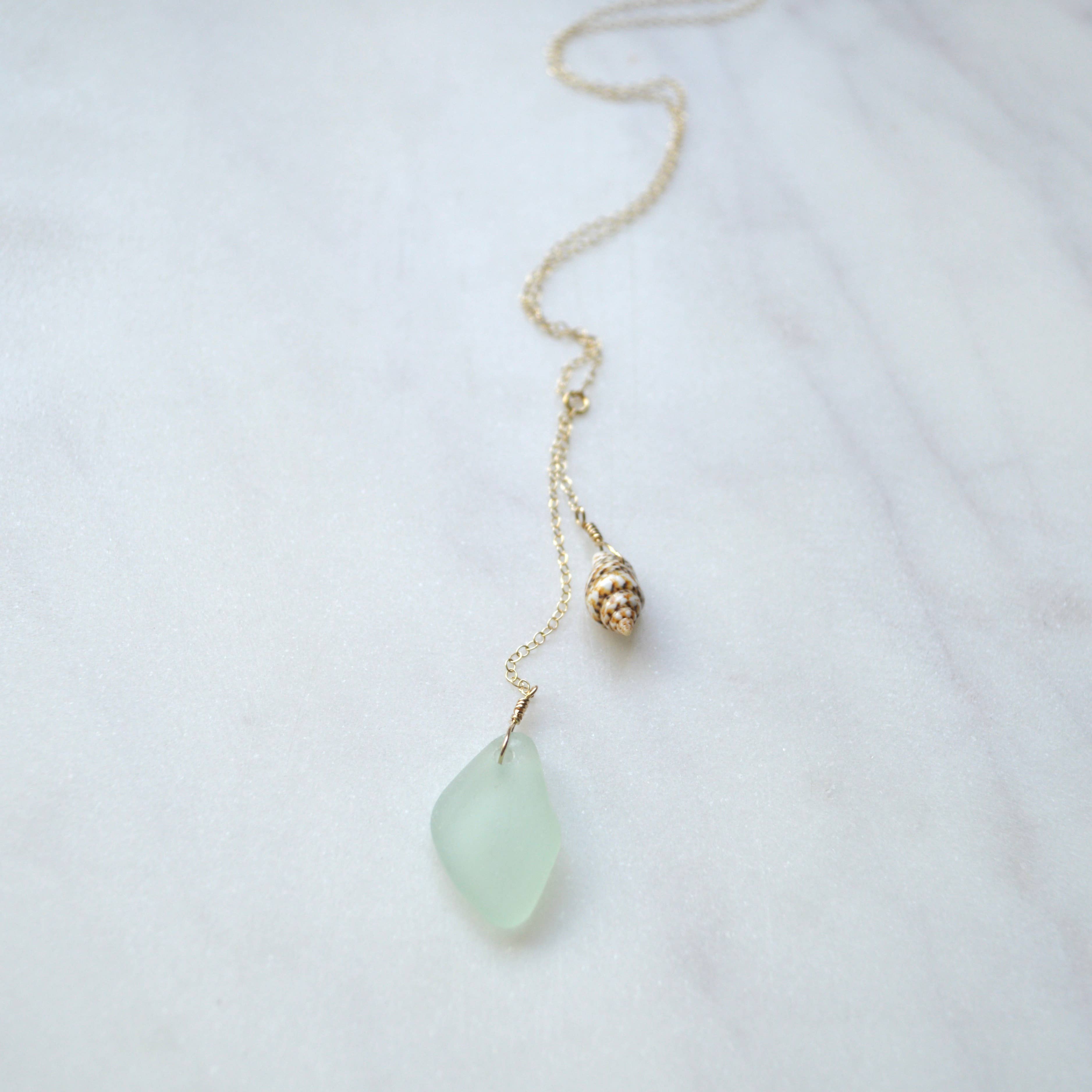 Salty But Sweet - Sea Glass Shell Necklace in gold